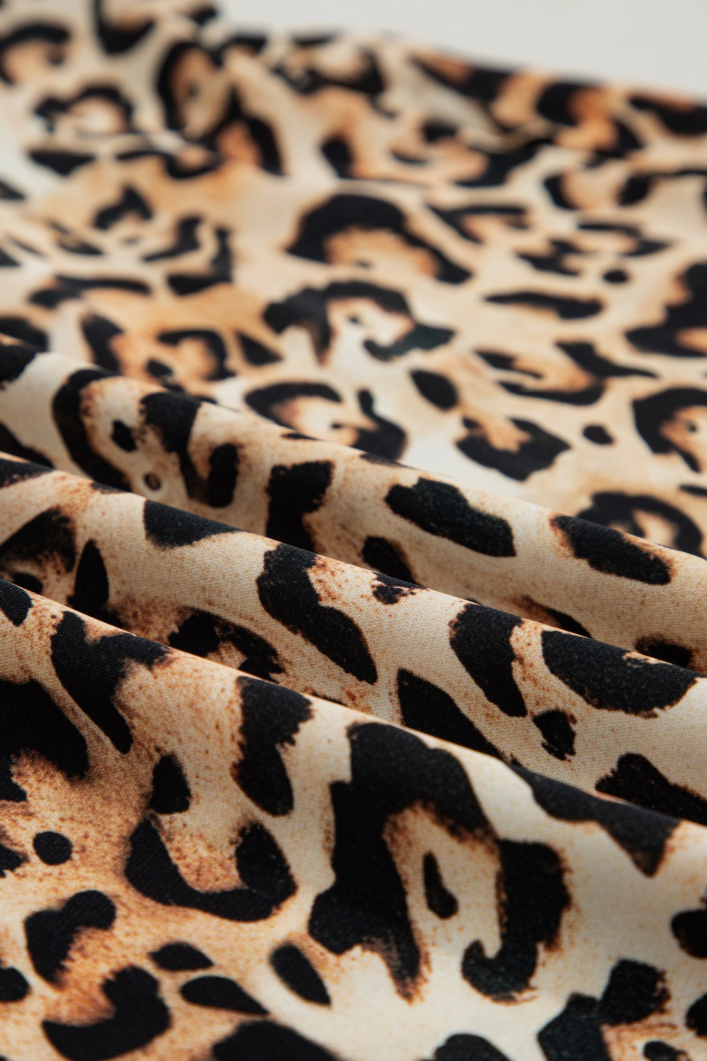 Khaki Plus Size Leopard Print Stitch Detail Ruffled Short Sleeve Blouse-Plus Size/Plus Size Tops/Plus Size Blouses & Shirts-[Adult]-[Female]-2022 Online Blue Zone Planet