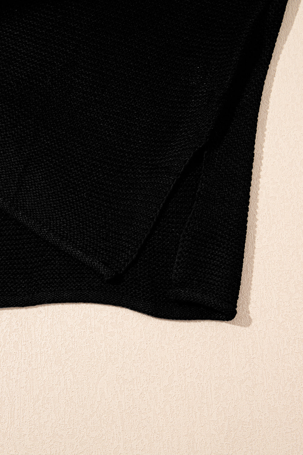Black Solid Color Sweater Tee With Side Slits-Sweaters & Cardigans/Short Sleeve Sweaters-[Adult]-[Female]-2022 Online Blue Zone Planet