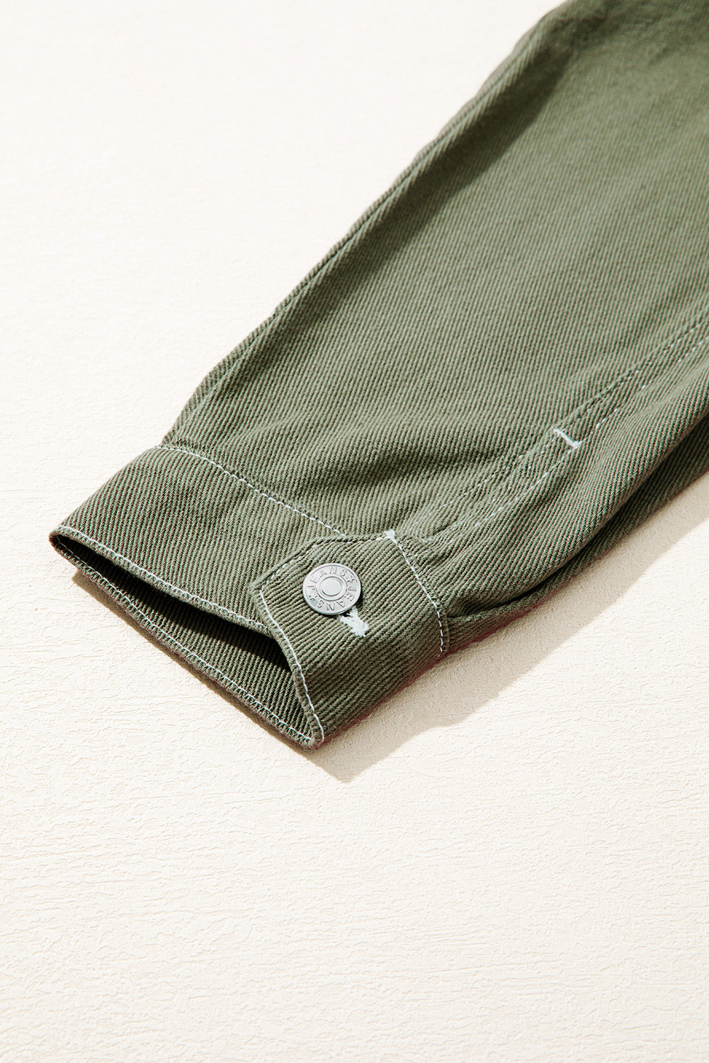 Smoke Green Patched Pocket Collared Button Front Boyfriend Denim Jacket-Outerwear/Denim jackets-[Adult]-[Female]-2022 Online Blue Zone Planet