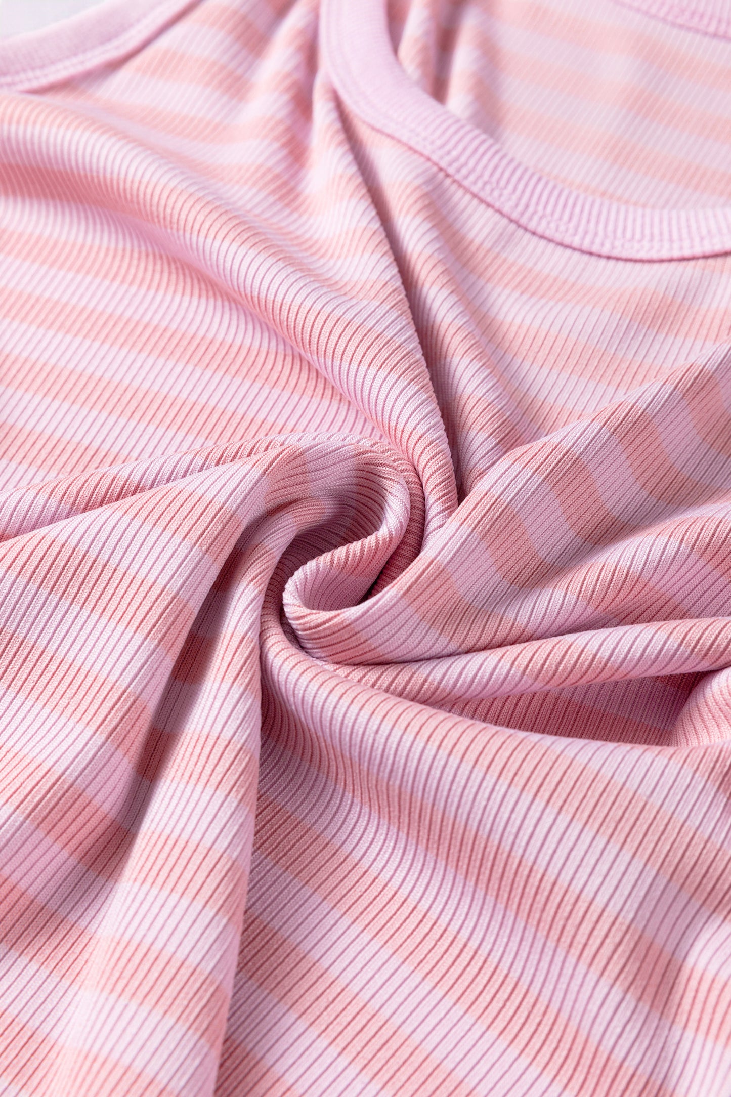 Pink Stripe Ribbed Knit Slim Tank Top-Tops/Tank Tops-[Adult]-[Female]-2022 Online Blue Zone Planet
