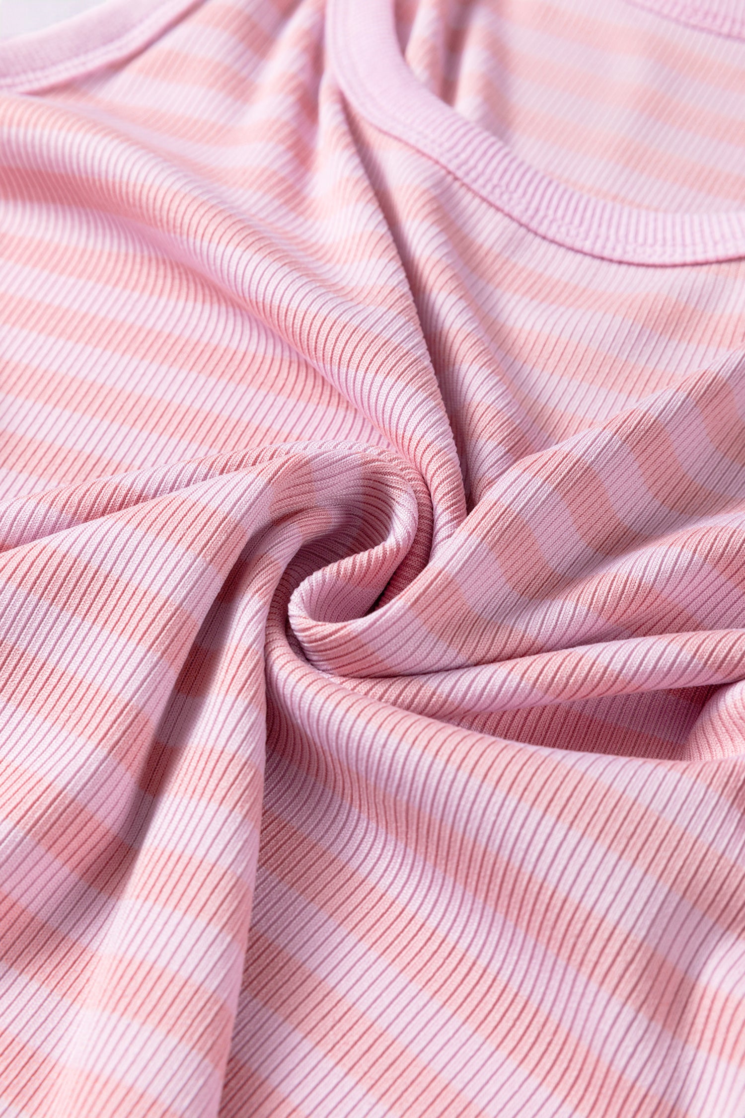 Pink Stripe Ribbed Knit Slim Tank Top-Tops/Tank Tops-[Adult]-[Female]-2022 Online Blue Zone Planet
