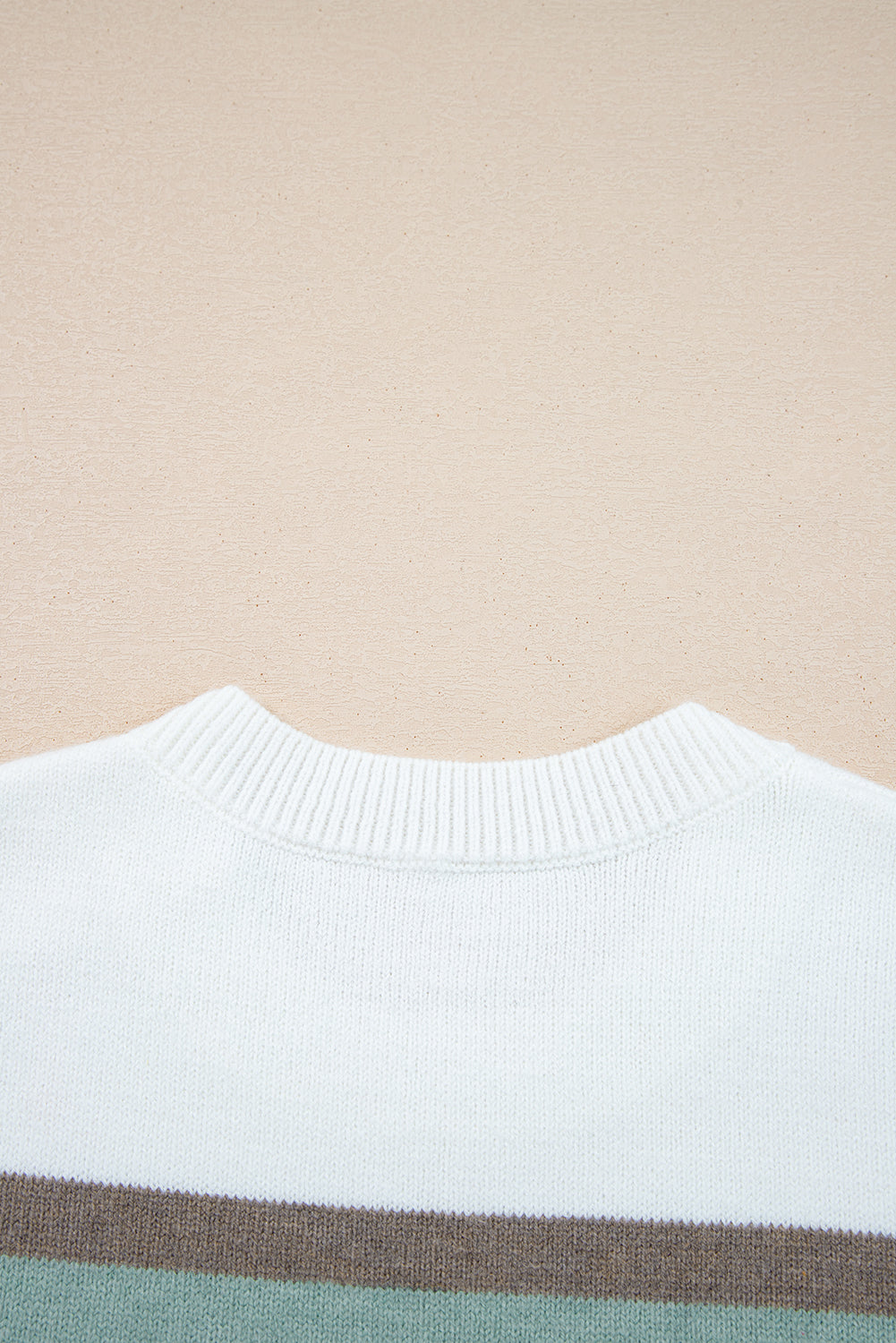 White Striped Color Block Knit Drop Shoulder Sweater-Sweaters & Cardigans/Sweaters-[Adult]-[Female]-2022 Online Blue Zone Planet
