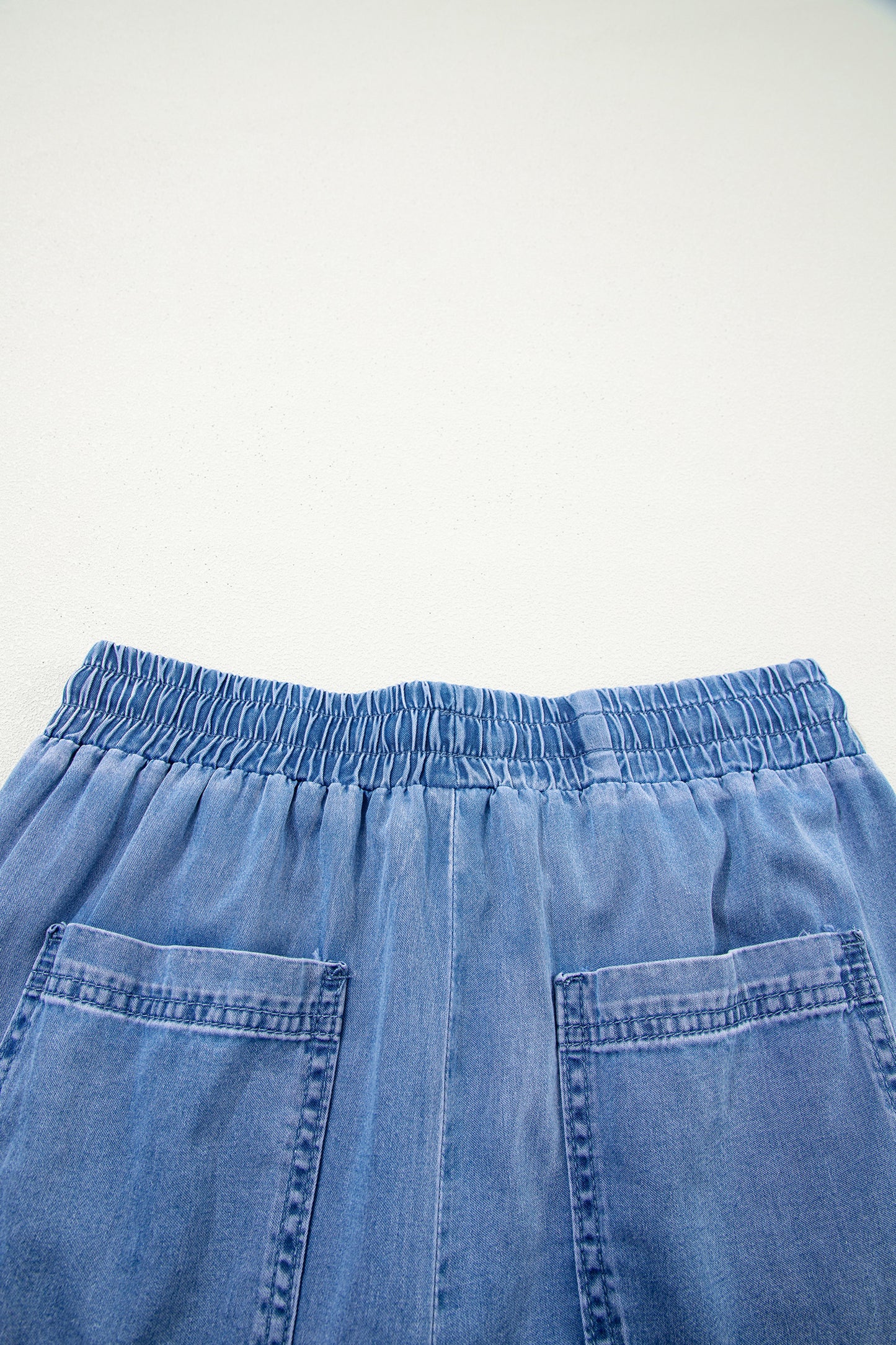 Beau Blue Drawstring Elastic Waist Pocketed Loose Denim Pants-Bottoms/Jeans-[Adult]-[Female]-2022 Online Blue Zone Planet