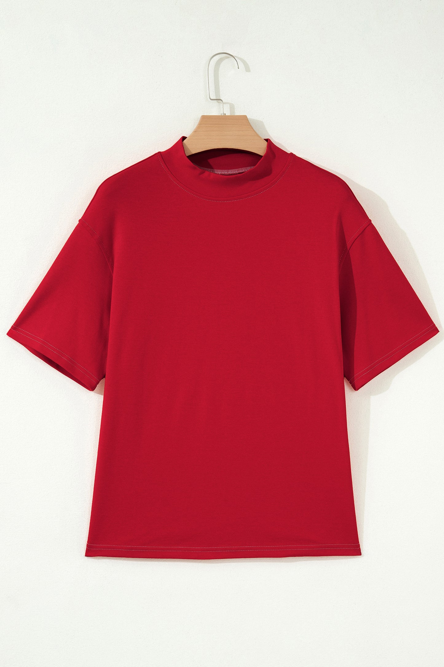 Racing Red Reversible Contrast-Stitched T-Shirt-Tops/Tops & Tees-[Adult]-[Female]-2022 Online Blue Zone Planet