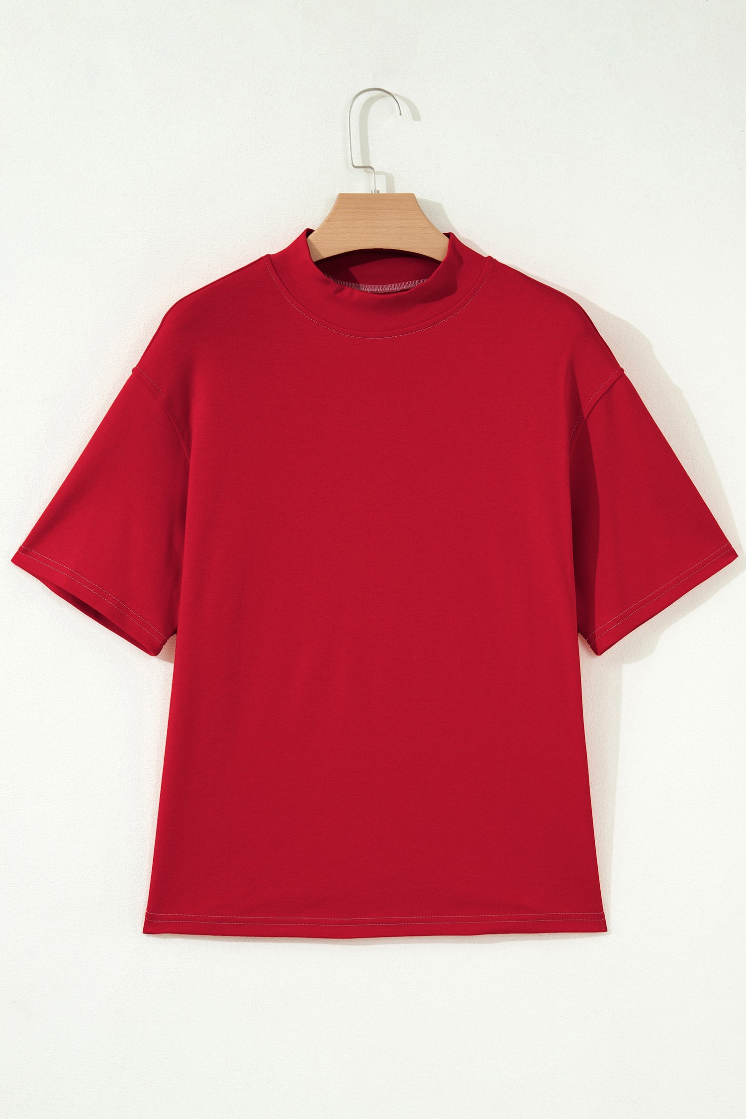 Racing Red Reversible Contrast-Stitched T-Shirt-Tops/Tops & Tees-[Adult]-[Female]-2022 Online Blue Zone Planet