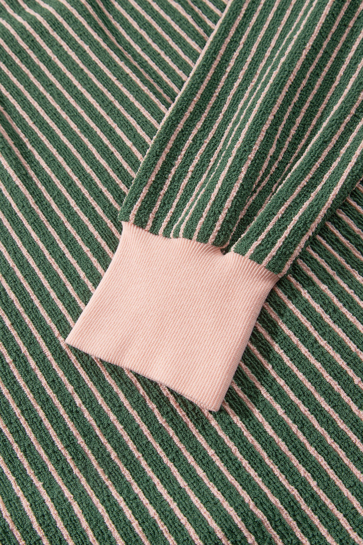 Green Stripe Striped V Neck Patchwork Long Sleeve Regular Fit Cardigan-Sweaters & Cardigans/Cardigans-[Adult]-[Female]-2022 Online Blue Zone Planet
