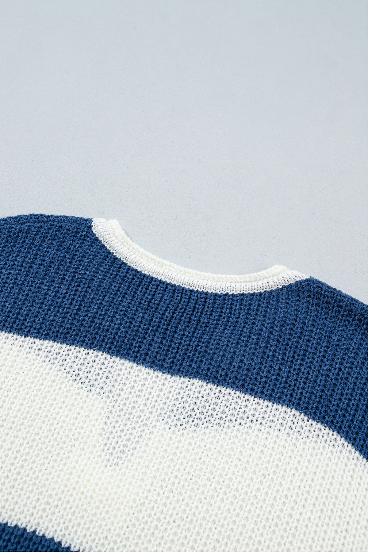 Brown Stripe Striped Colorblock Knit V Neck Short Sleeve Loose Sweater-Sweaters & Cardigans/Short Sleeve Sweaters-[Adult]-[Female]-2022 Online Blue Zone Planet