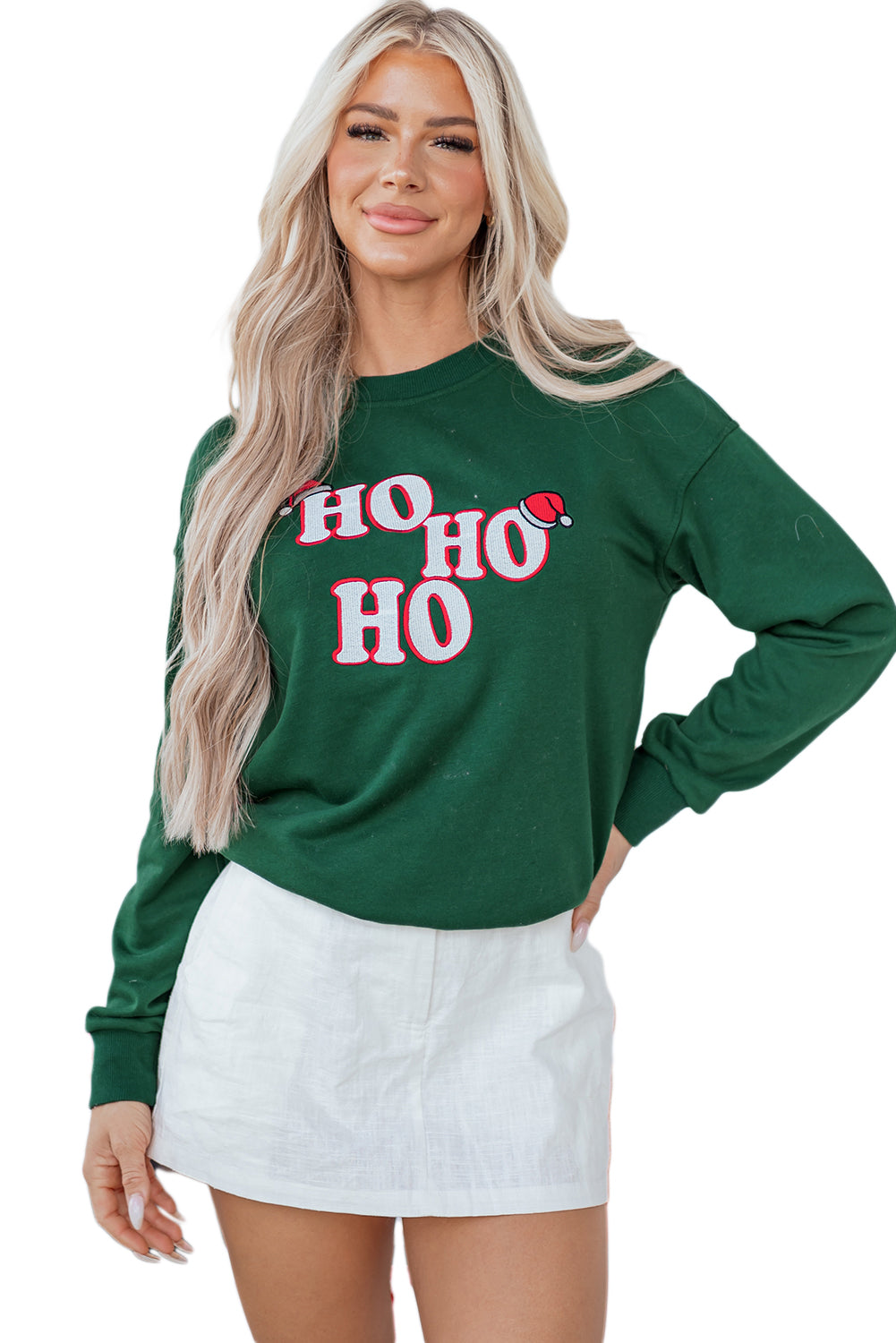 Evergreen Embroidered Letter Graphic Christmas Fashion Sweatshirt-Tops/Sweatshirts & Hoodies-[Adult]-[Female]-2022 Online Blue Zone Planet