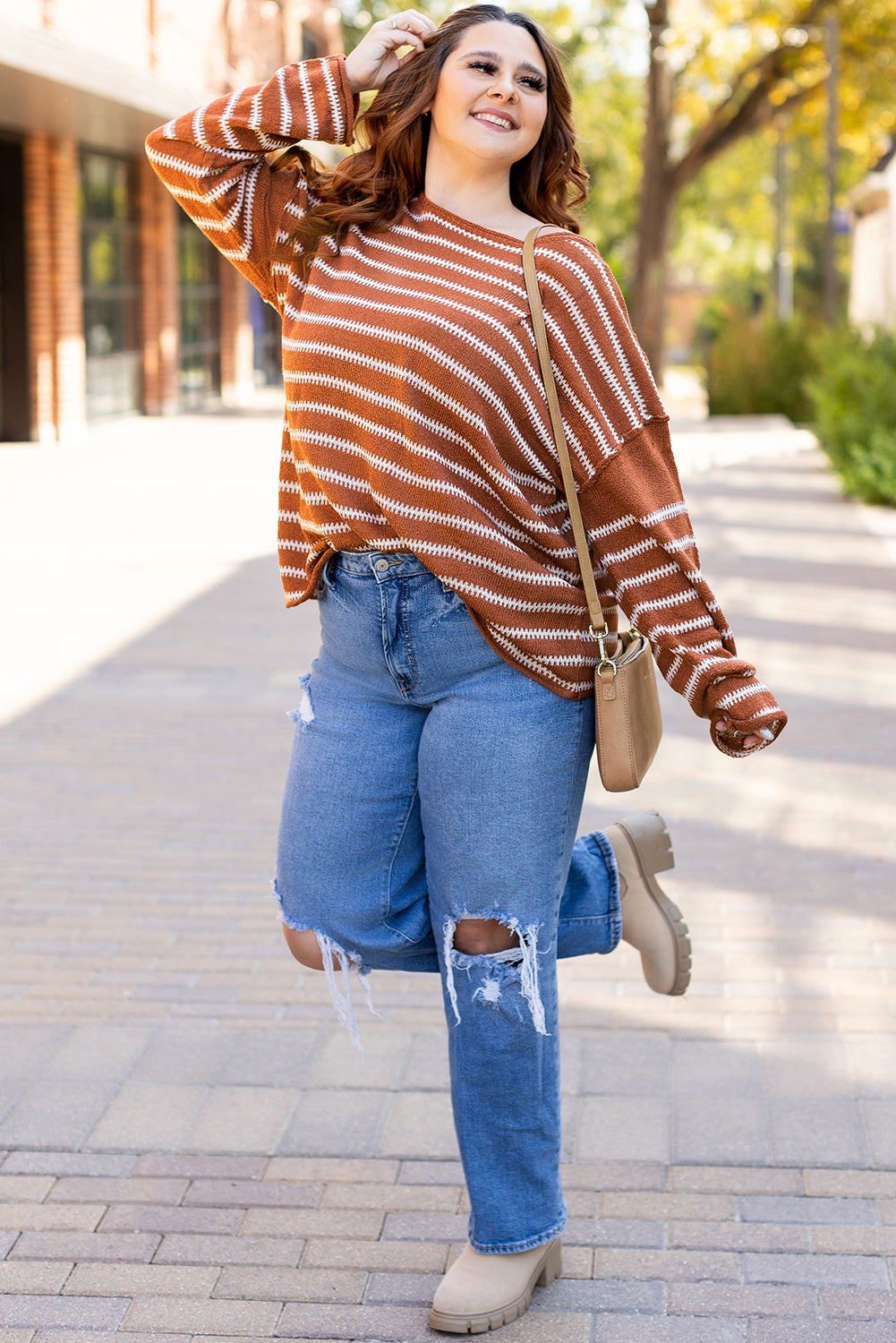 Blue Zone Planet | Green Stripe Drop Shoulder Sweater-TOPS / DRESSES-[Adult]-[Female]-2022 Online Blue Zone Planet