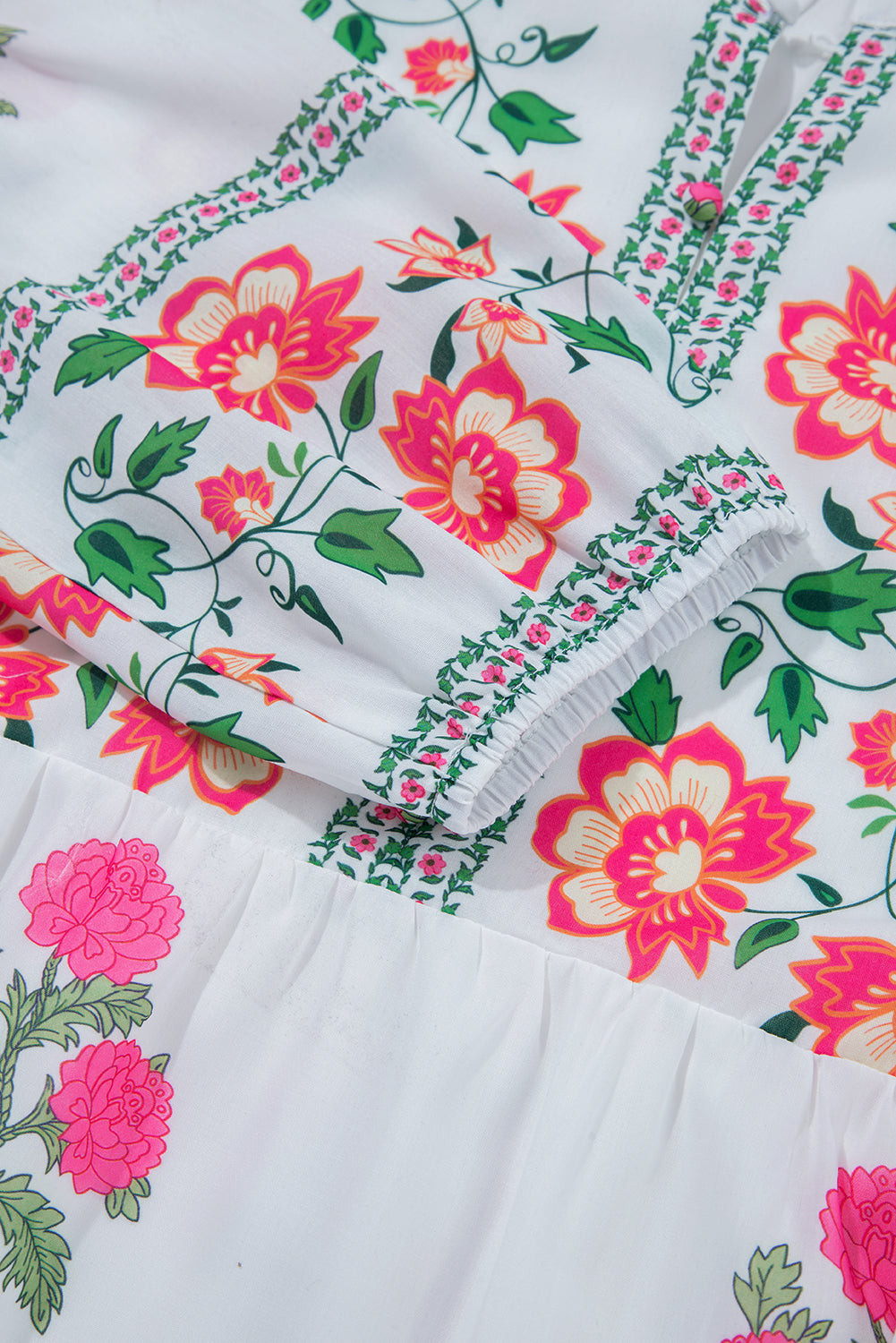 White Floral Print Loose Tiered Maxi Dress-Maxi Dresses-[Adult]-[Female]-2022 Online Blue Zone Planet