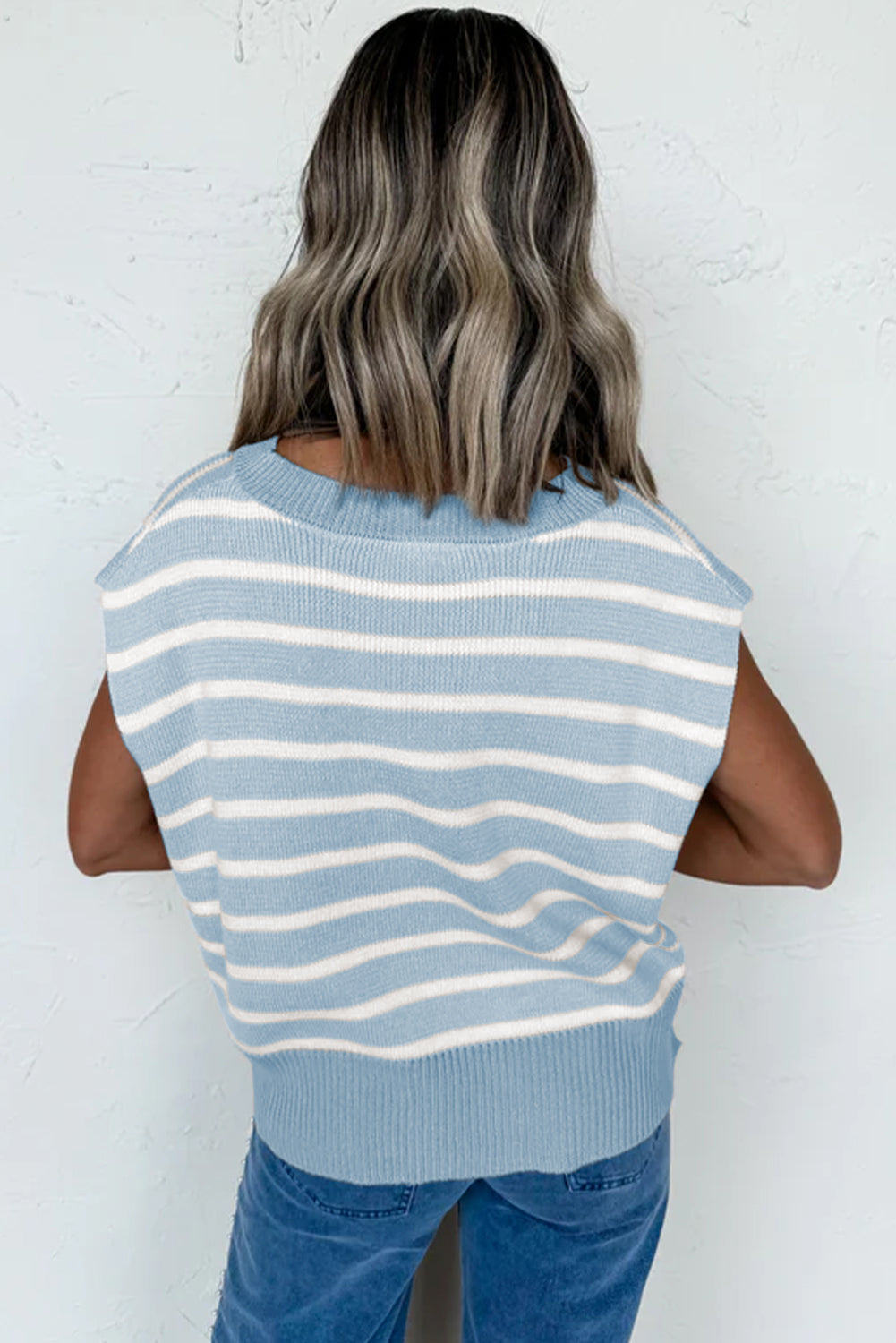 Beau Blue Side Slits Crewneck Short Sleeve Sweater Tee-TOPS / DRESSES-[Adult]-[Female]-2022 Online Blue Zone Planet