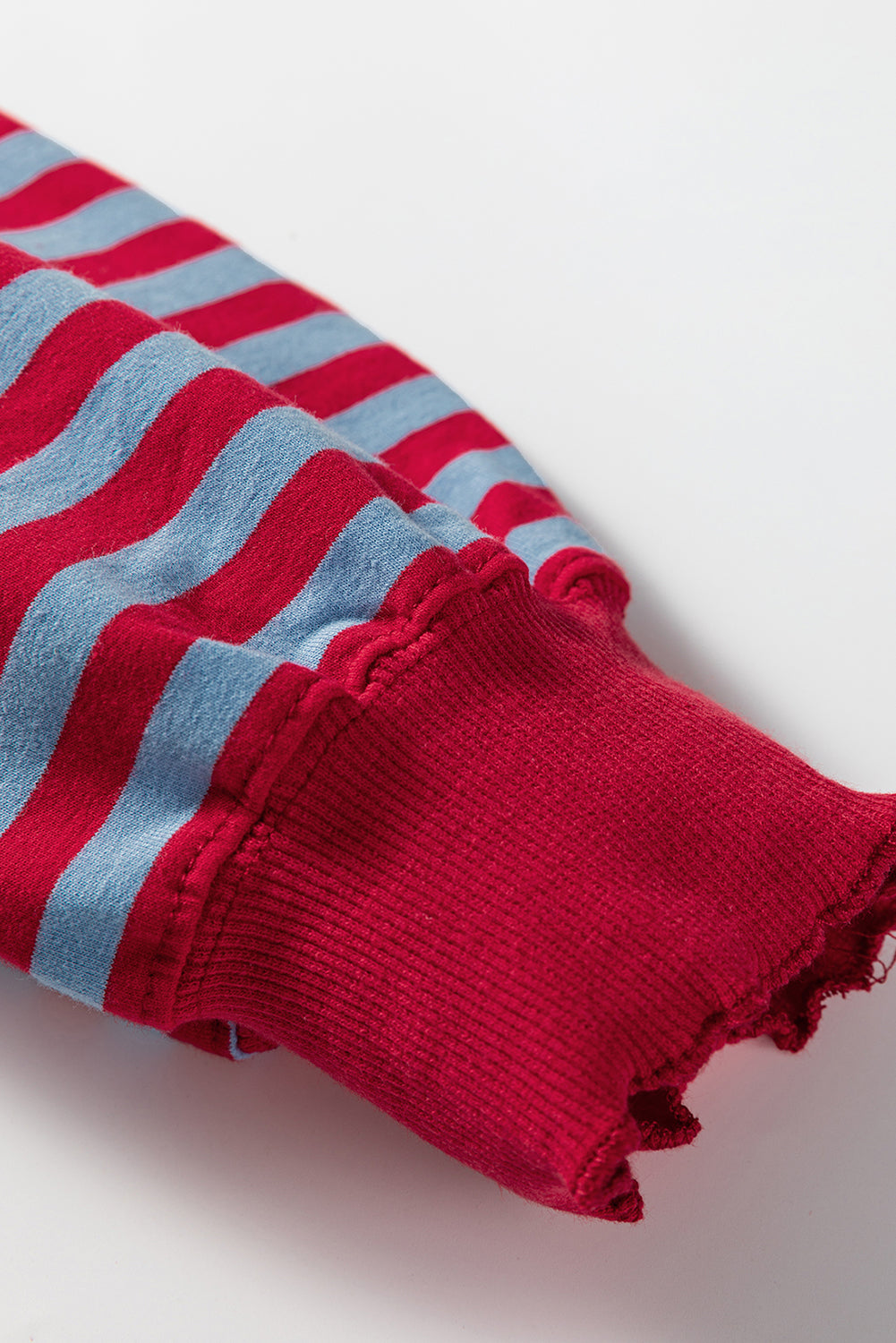 Red Stripe Exposed Seam Contrast Ribbed Trim Oversize Sweatshirt-Tops/Sweatshirts & Hoodies-[Adult]-[Female]-2022 Online Blue Zone Planet