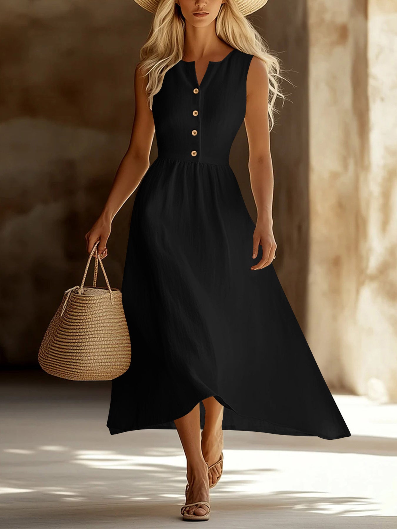 flowy midi dress sleeveless ROVE Lightweight Cotton Tiered Dress main image 1