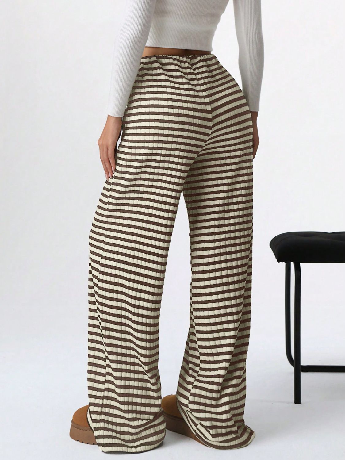 Blue Zone Planet | Tied Striped Wide Leg Pants-BOTTOMS SIZES SMALL MEDIUM LARGE-[Adult]-[Female]-2022 Online Blue Zone Planet