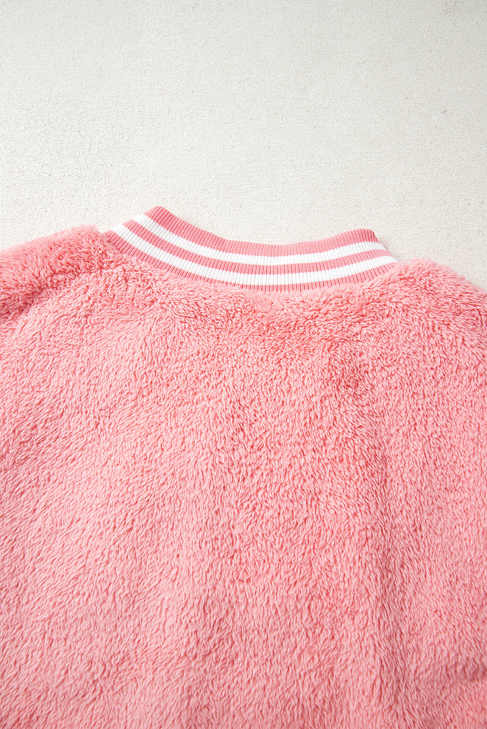 Gossamer Pink Varsity Striped Banding Patchwork Winter Plush Vest-TOPS / DRESSES-[Adult]-[Female]-2022 Online Blue Zone Planet
