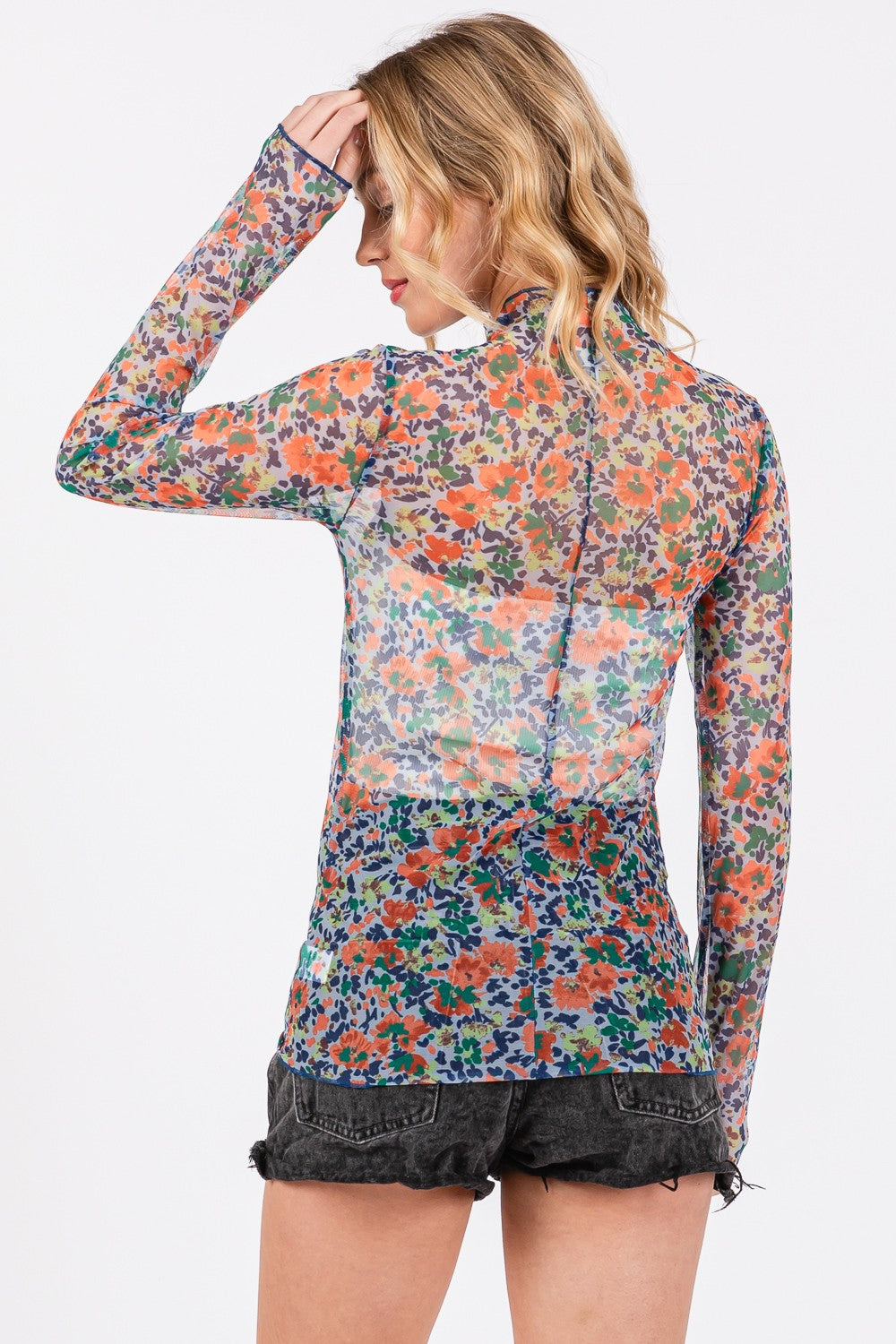 SAGE + FIG Floral Mesh Long Sleeve Top-TOPS / DRESSES-[Adult]-[Female]-2022 Online Blue Zone Planet