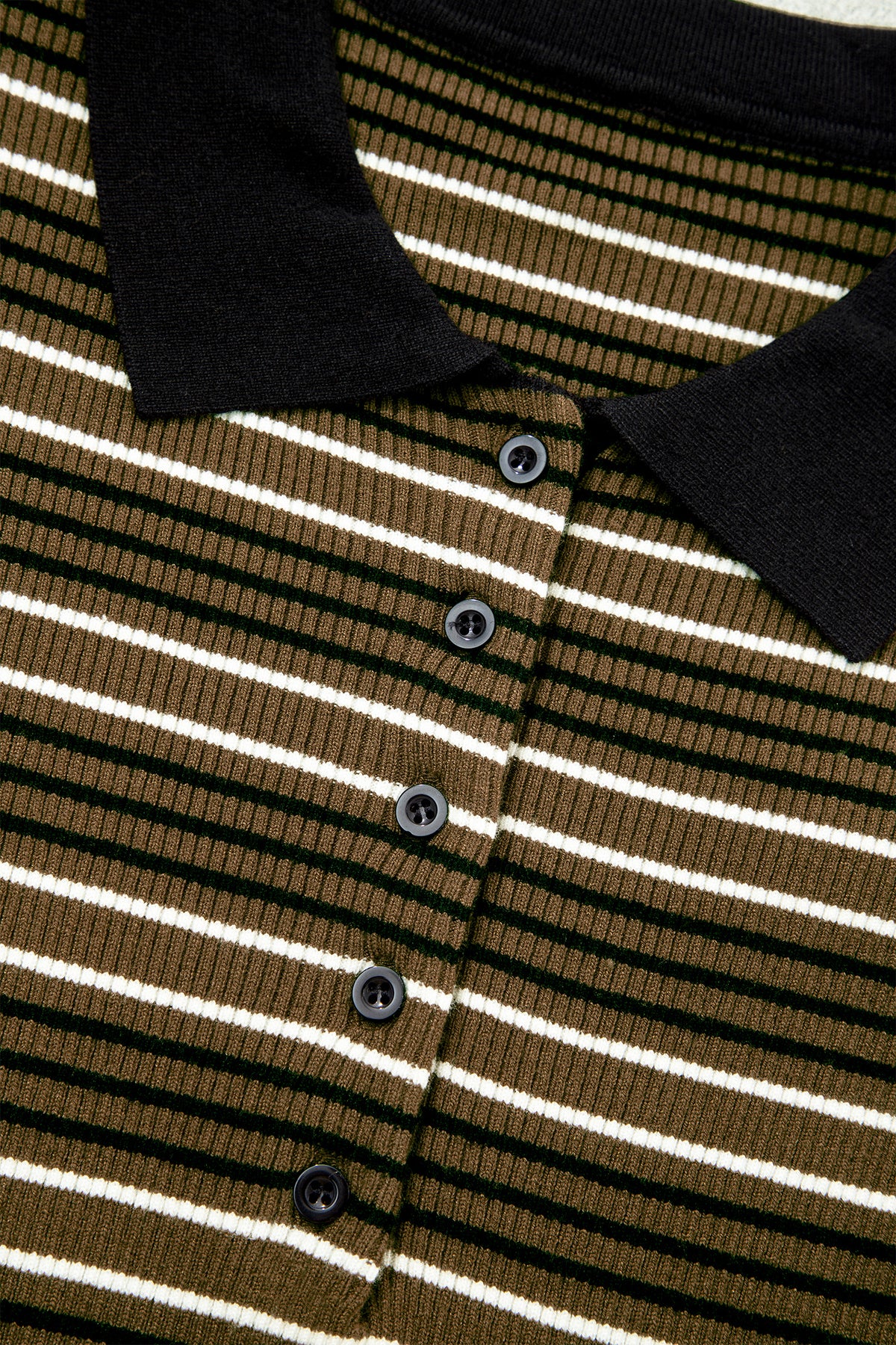 Green Stripe Striped Ribbed Knit Button Collar Sweater-TOPS / DRESSES-[Adult]-[Female]-2022 Online Blue Zone Planet