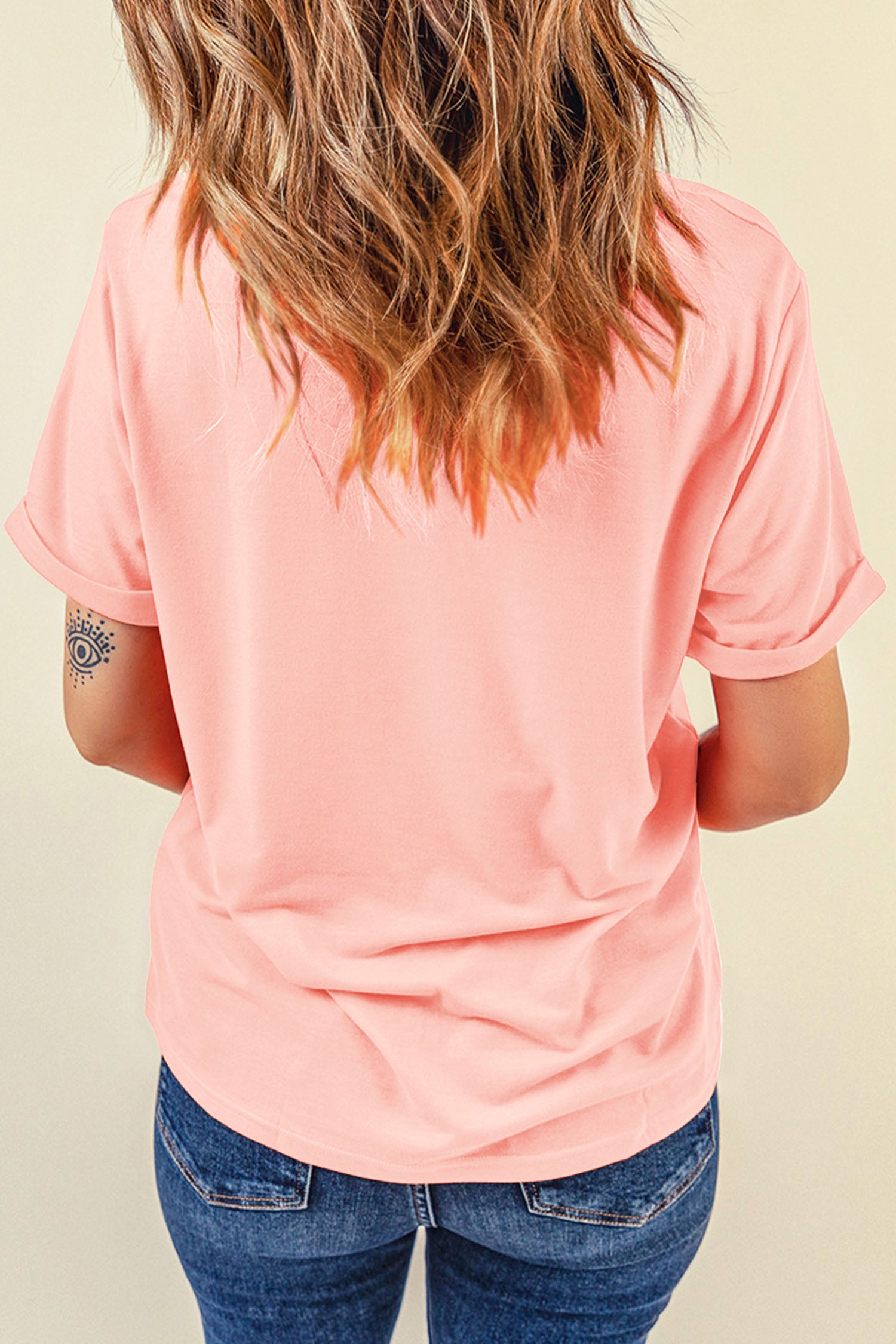 Pink Love In Hearts Embroidered Graphic Tee-Graphic Tees-[Adult]-[Female]-2022 Online Blue Zone Planet