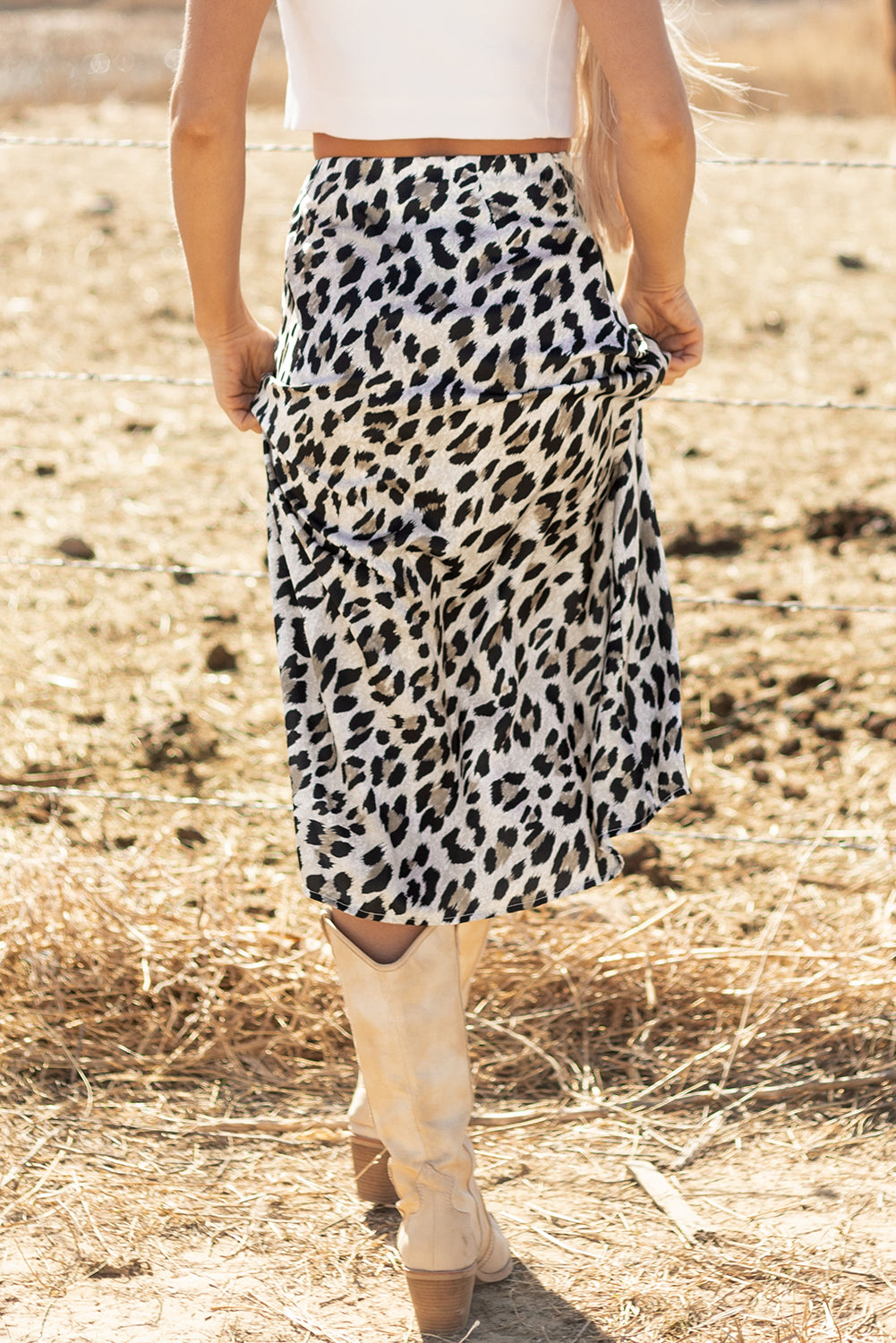 Brown Leopard Print High Waist Midi Skirt-Bottoms/Skirts & Petticoat-[Adult]-[Female]-2022 Online Blue Zone Planet