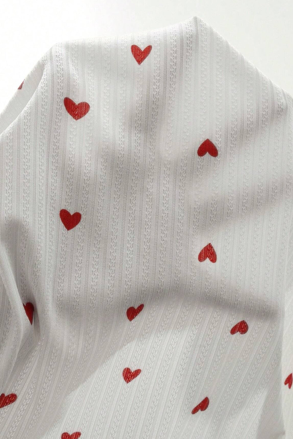 White Valentines Heart Pattern Tee and Pants Pajama Set-Loungewear Set-[Adult]-[Female]-2022 Online Blue Zone Planet