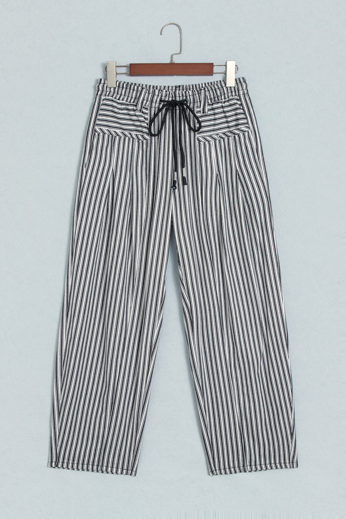 Blue Stripe Drawstring Casual Loose Pants-Bottoms/Pants & Culotte-[Adult]-[Female]-2022 Online Blue Zone Planet