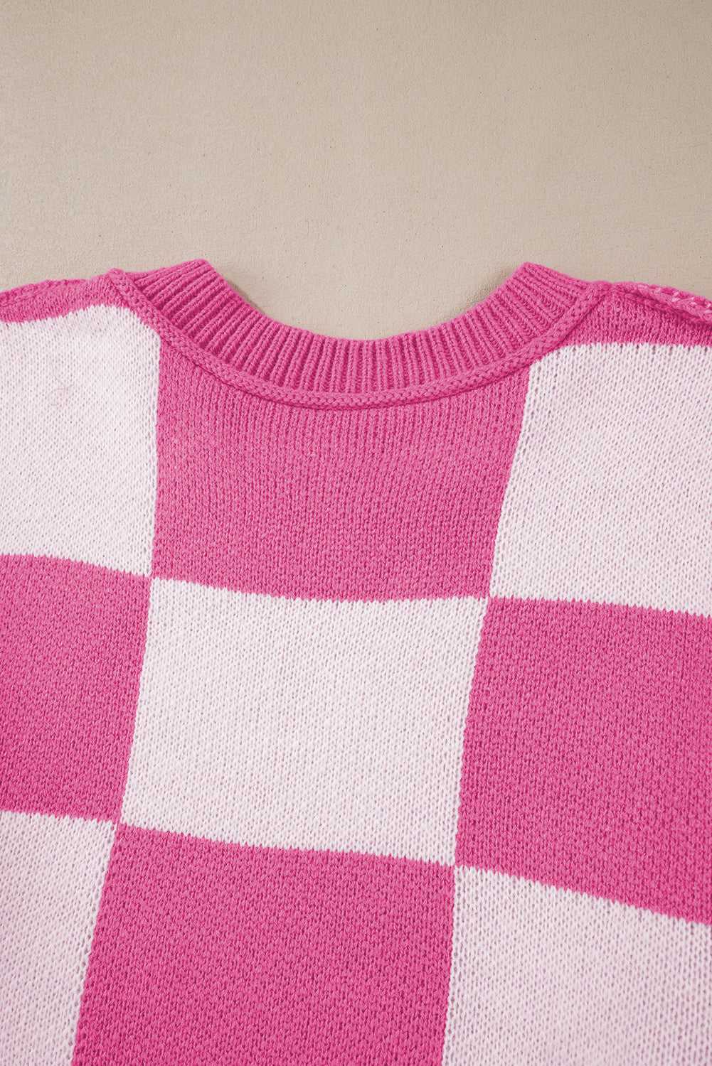 Blue Zone Planet | Pink Checked Bishop Sleeve Pullover Sweater-Sweaters-[Adult]-[Female]-2022 Online Blue Zone Planet