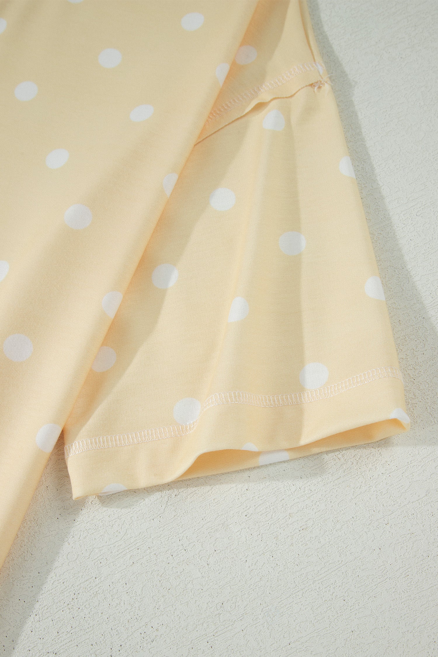 White Exposed Seam Detail Polka Dot Loose Tee Drawstring Shorts Set-Two Piece Sets/Short Sets-[Adult]-[Female]-2022 Online Blue Zone Planet