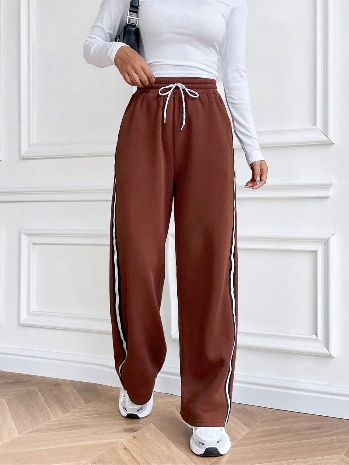 Drawstring Wide Leg Pants-BOTTOMS SIZES SMALL MEDIUM LARGE-[Adult]-[Female]-2022 Online Blue Zone Planet