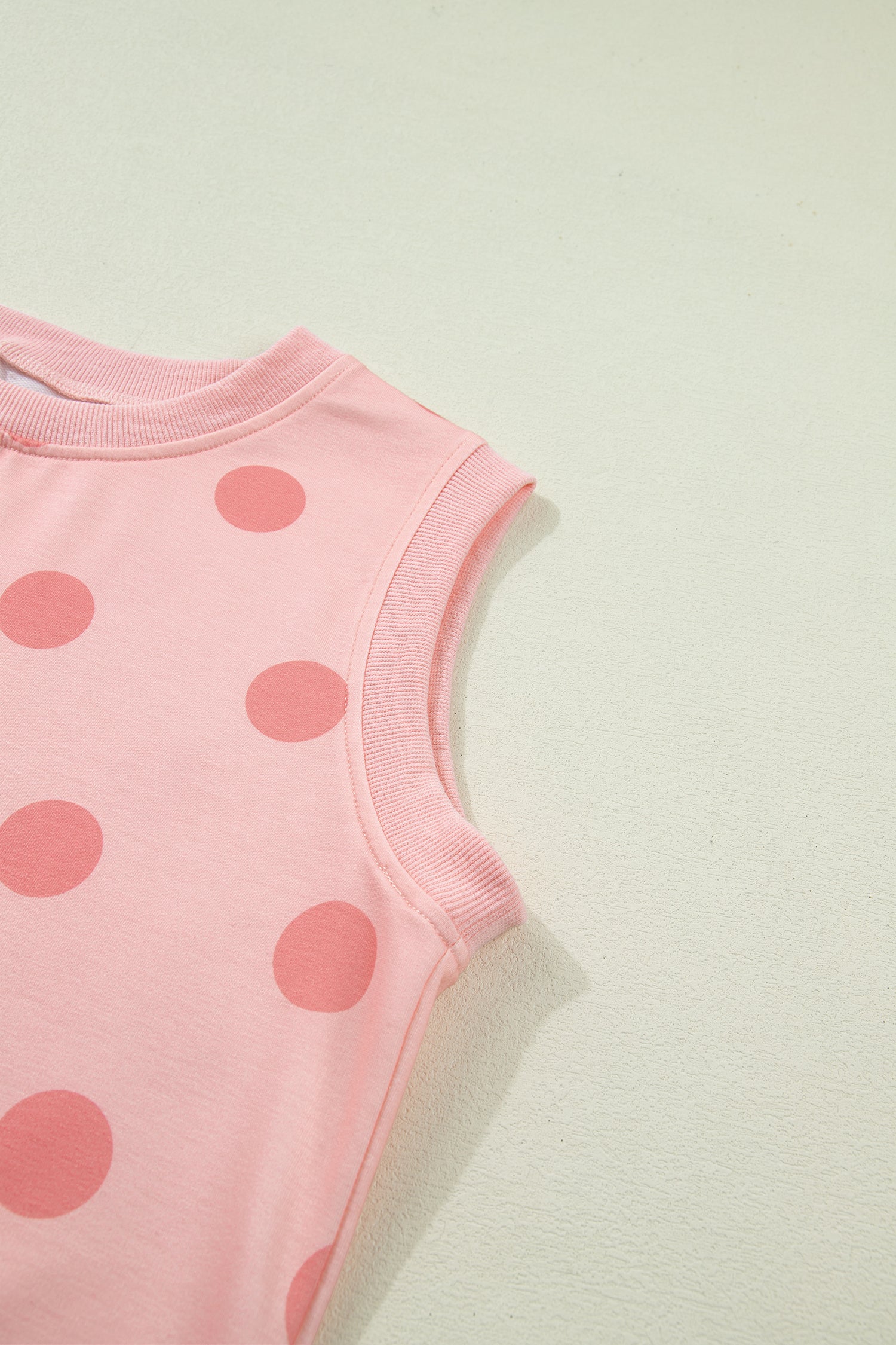 Sky Blue Ribbed Trim Polka Dot Print Tank Split Mini Skort 2pcs Set-Two Piece Sets/Two Piece Dresses-[Adult]-[Female]-2022 Online Blue Zone Planet