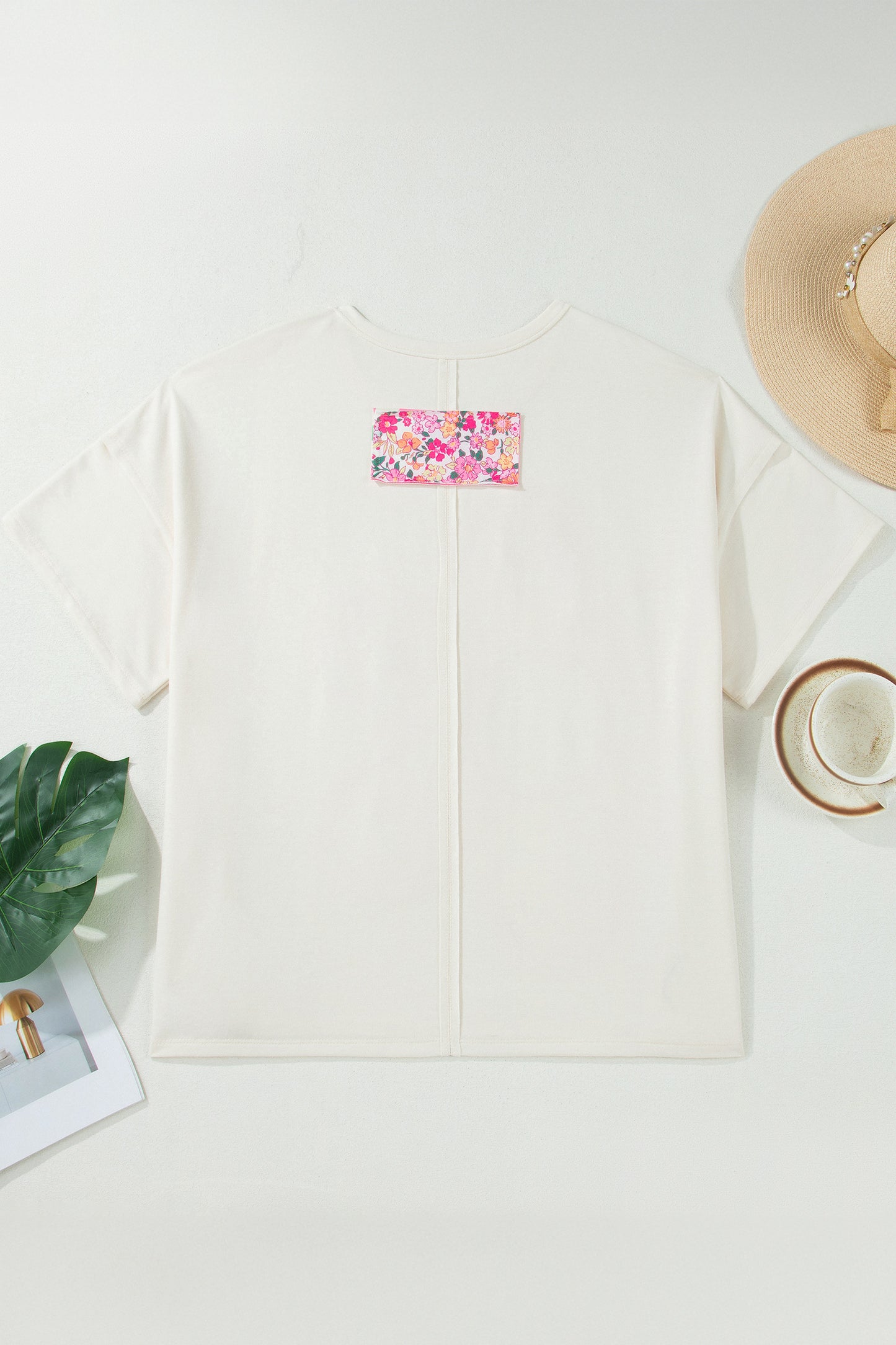 Jet Stream Big Flower Patched Plus Size Tunic T-Shirt-Plus Size/Plus Size Tops/Plus Size Tops & Tees-[Adult]-[Female]-2022 Online Blue Zone Planet