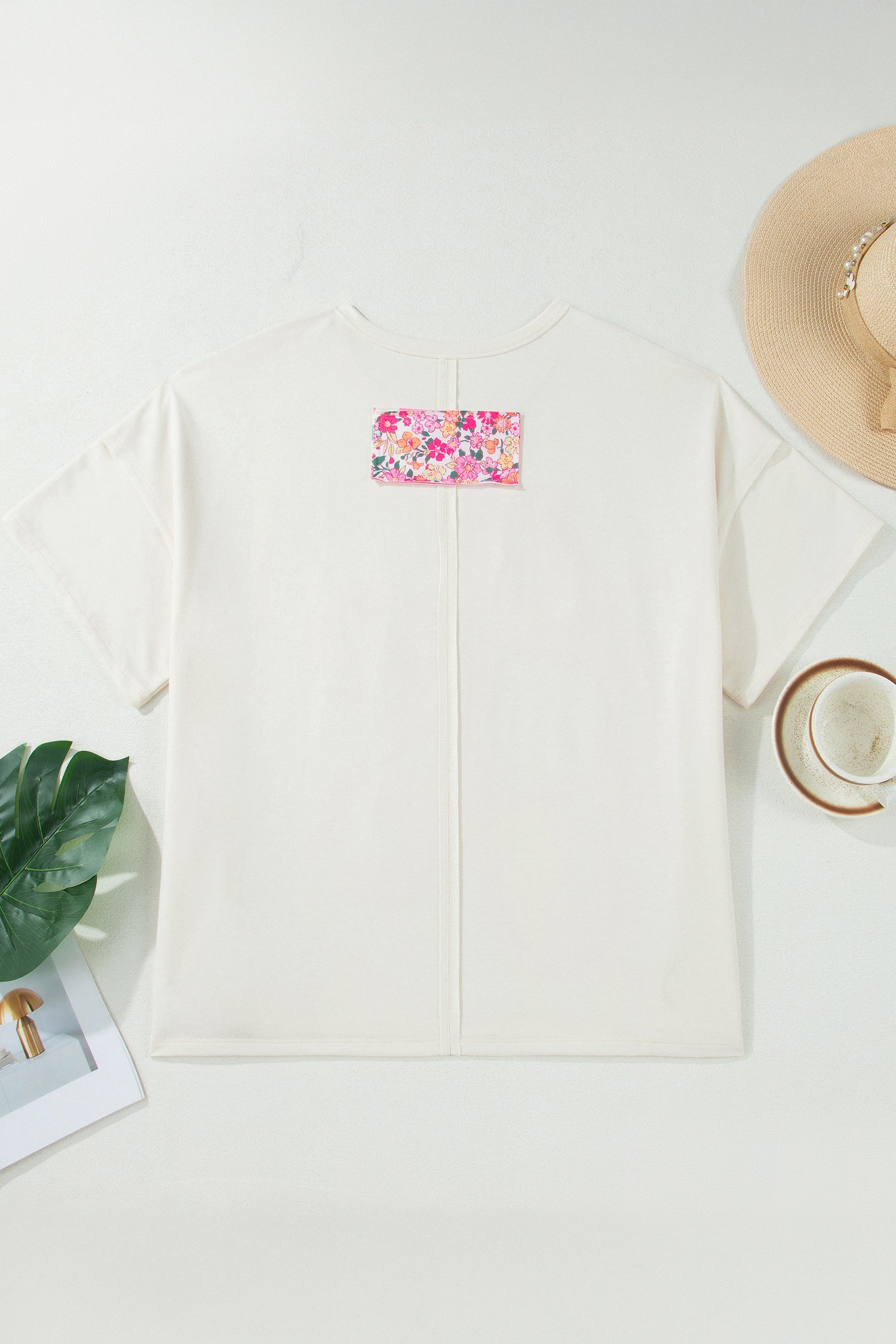 Jet Stream Big Flower Patched Plus Size Tunic T-Shirt-Plus Size/Plus Size Tops/Plus Size Tops & Tees-[Adult]-[Female]-2022 Online Blue Zone Planet