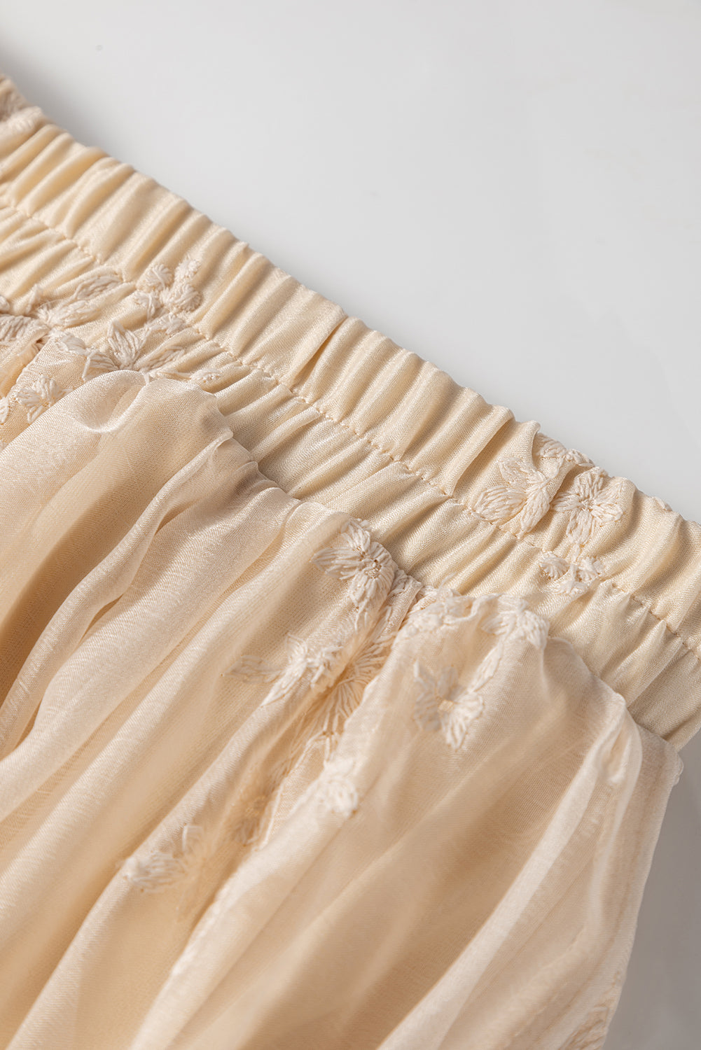 Oatmeal Embroidered Mesh Overlay Flowy Long Skirt-Bottoms/Skirts & Petticoat-[Adult]-[Female]-2022 Online Blue Zone Planet