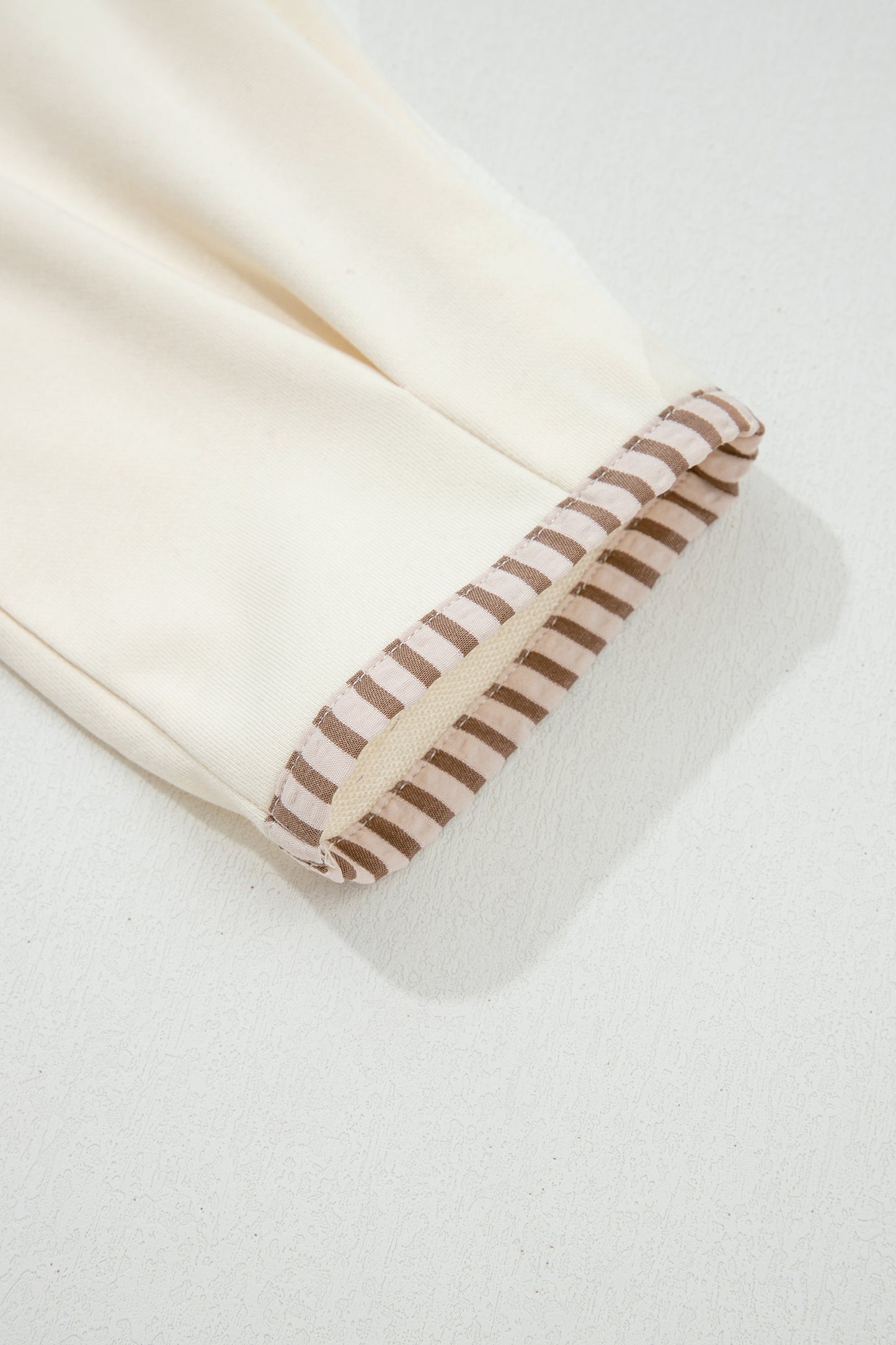 Khaki Stripe Plus Size Color Block Patchwork Half Button Long Sleeve Peplum Blouse-Plus Size/Plus Size Tops/Plus Size Blouses & Shirts-[Adult]-[Female]-2022 Online Blue Zone Planet