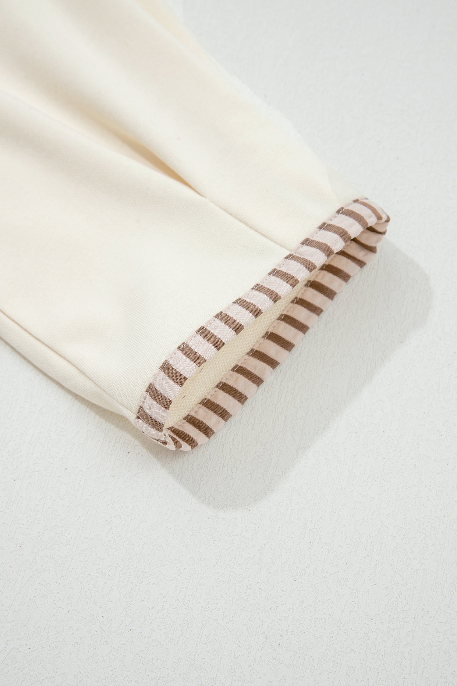 Khaki Stripe Plus Size Color Block Patchwork Half Button Long Sleeve Peplum Blouse-Plus Size/Plus Size Tops/Plus Size Blouses & Shirts-[Adult]-[Female]-2022 Online Blue Zone Planet