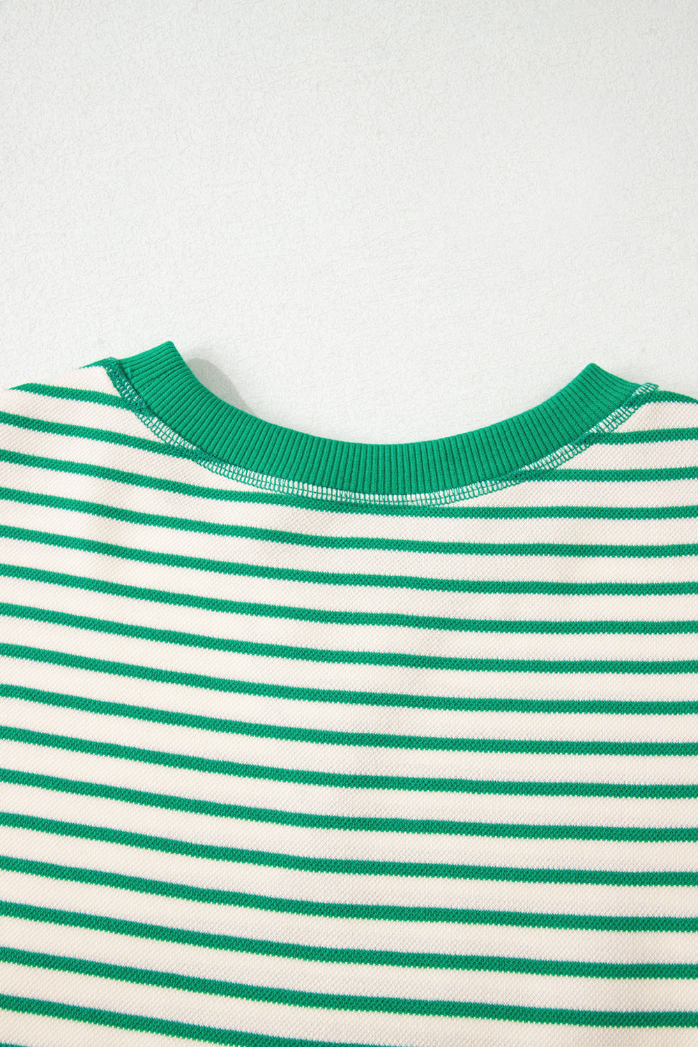 Bright Green Contrast Detail Striped Ruffle Short Sleeve Top-Tops/Blouses & Shirts-[Adult]-[Female]-2022 Online Blue Zone Planet