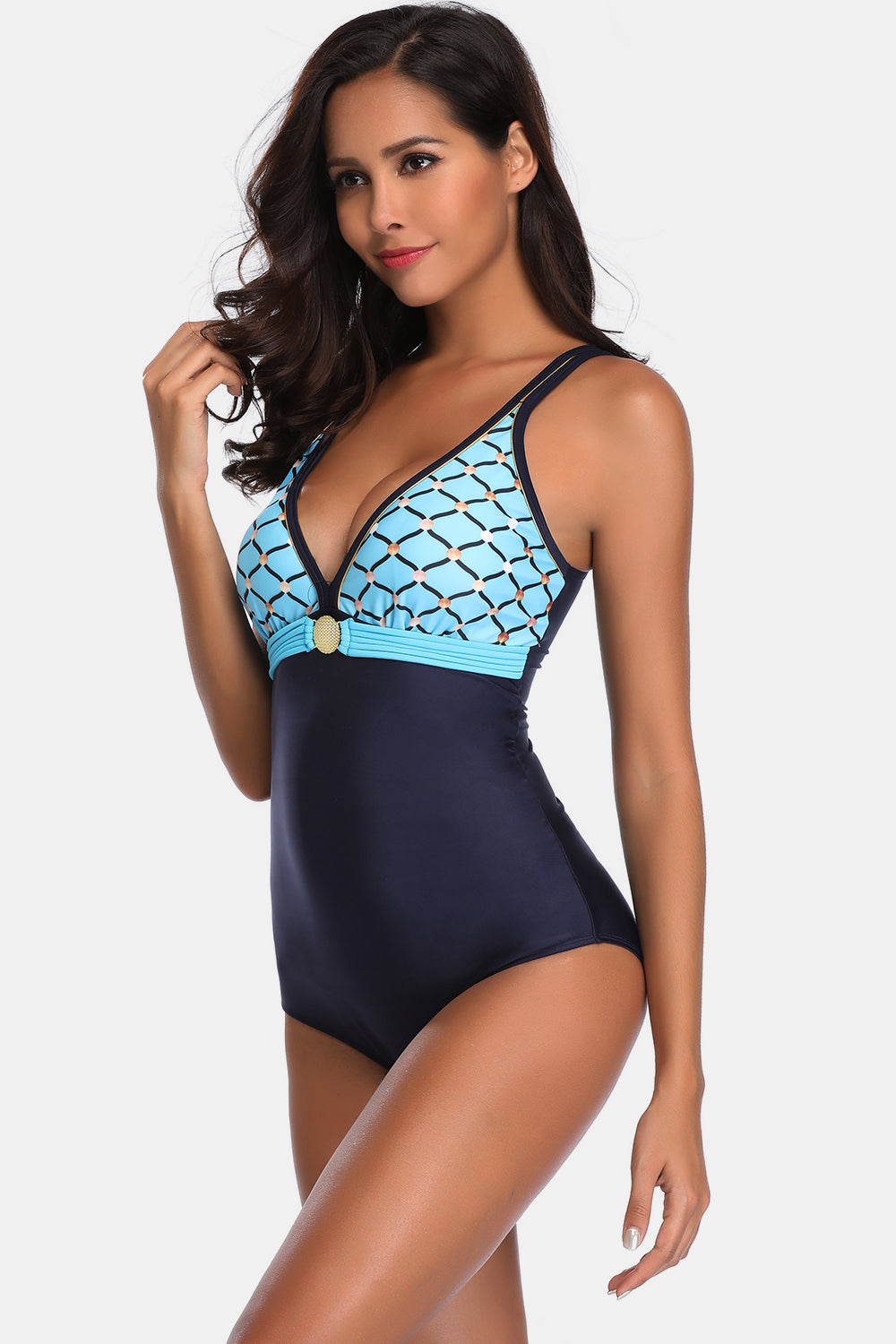 Blue Zone Planet | Full Size V-Neck Backless One-Piece Swimwear-TOPS / DRESSES-[Adult]-[Female]-2022 Online Blue Zone Planet