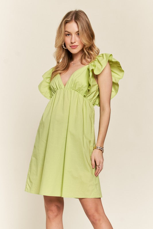 ADORA Smocked Back Ruffled Cap Sleeve Babydoll Dress-TOPS / DRESSES-[Adult]-[Female]-2022 Online Blue Zone Planet