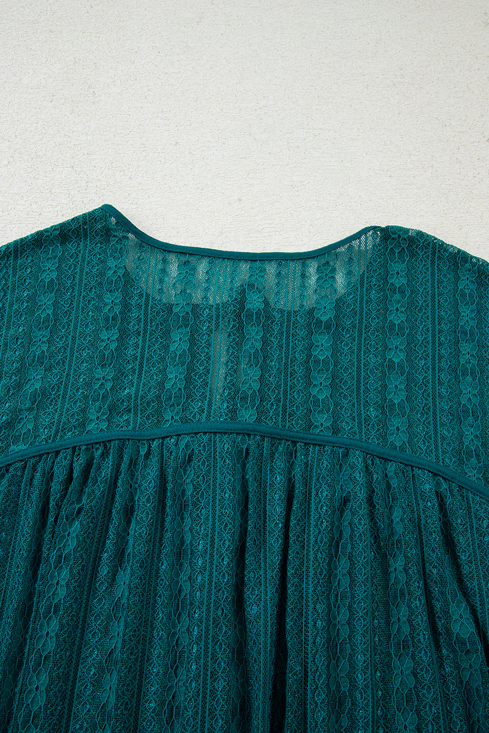 Evergreen Sheer Lace Balloon Sleeve Babydoll Blouse-Tops/Blouses & Shirts-[Adult]-[Female]-2022 Online Blue Zone Planet