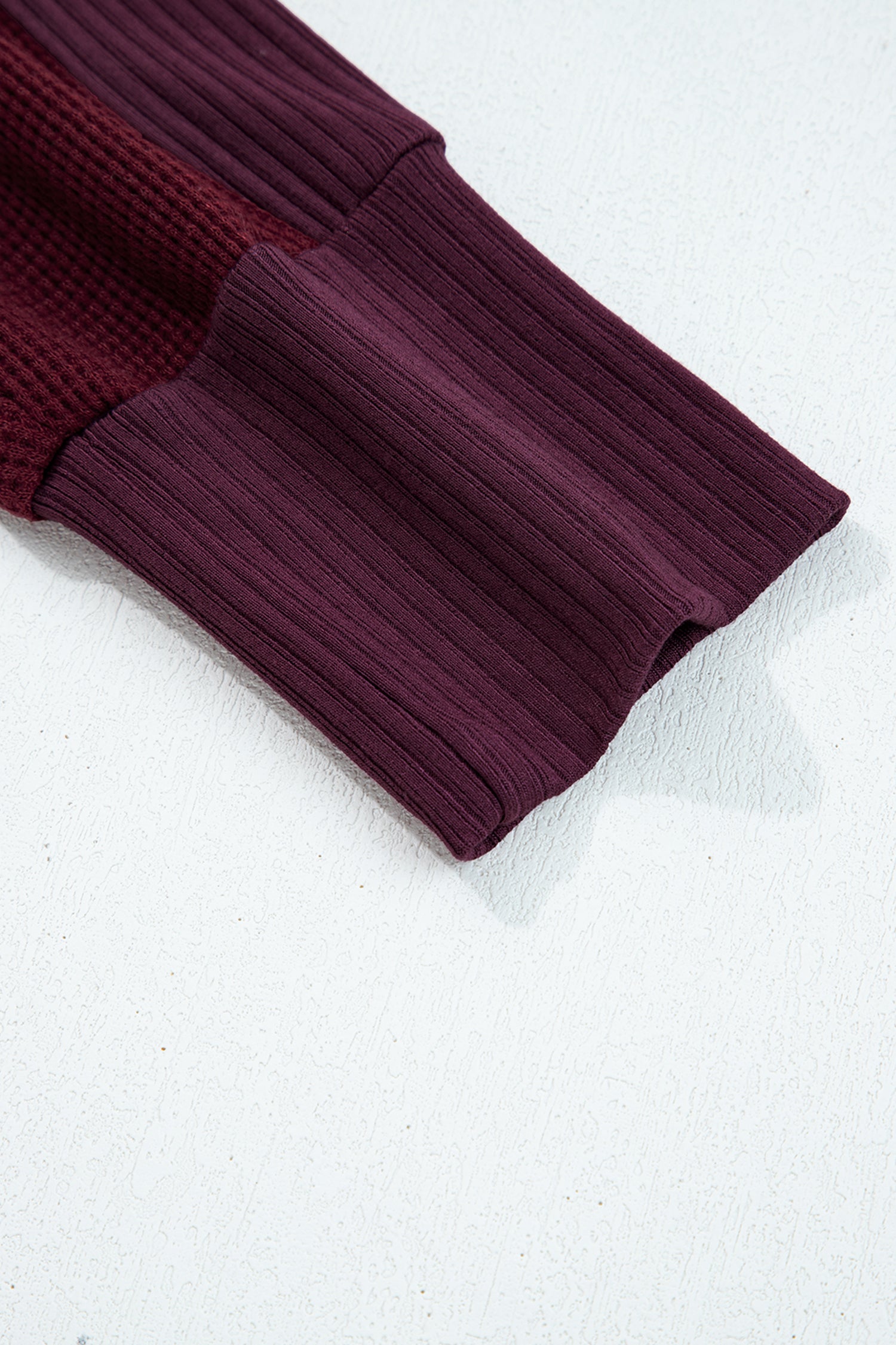 Burgundy Waffle Splicing Zip Up Front Button Hooded Jacket-Tops / Dresses-[Adult]-[Female]-2022 Online Blue Zone Planet