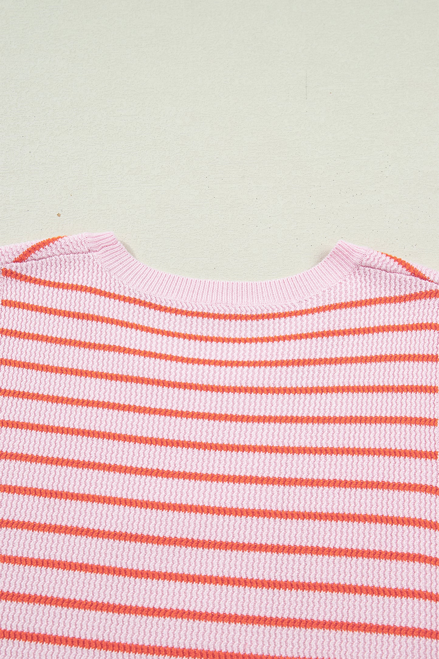 Pink Stripe Textured Knit Sleeveless Casual Sweater Top-TOPS / DRESSES-[Adult]-[Female]-2022 Online Blue Zone Planet