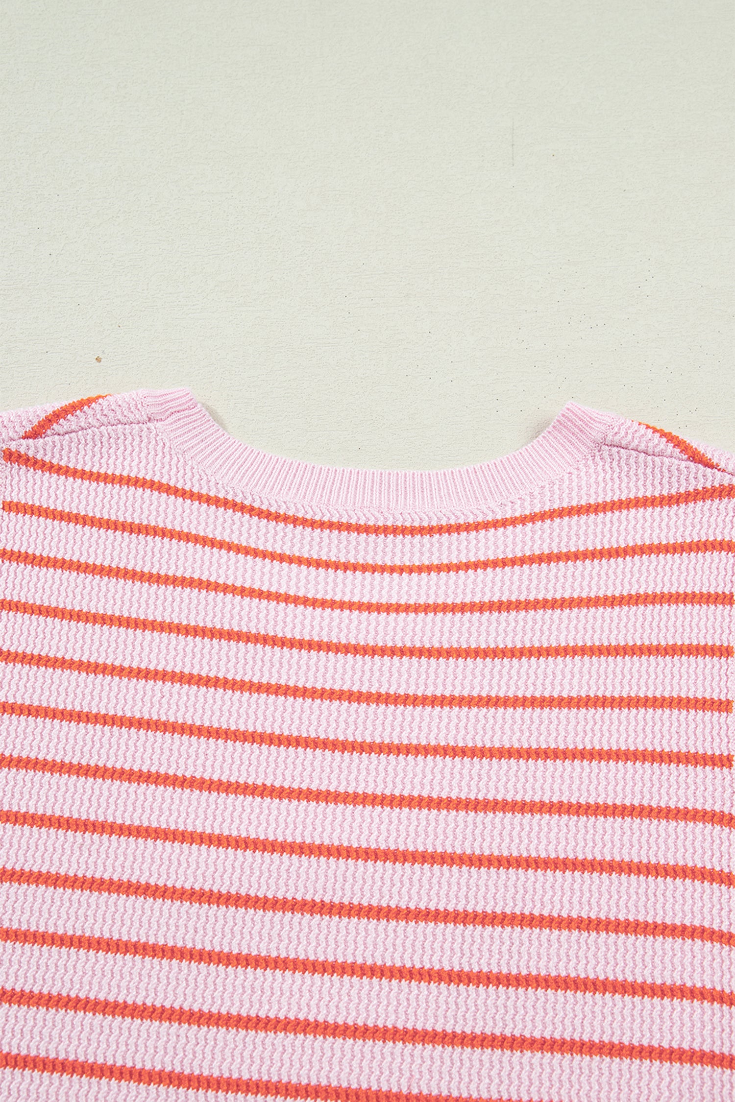 Pink Stripe Textured Knit Sleeveless Casual Sweater Top-TOPS / DRESSES-[Adult]-[Female]-2022 Online Blue Zone Planet