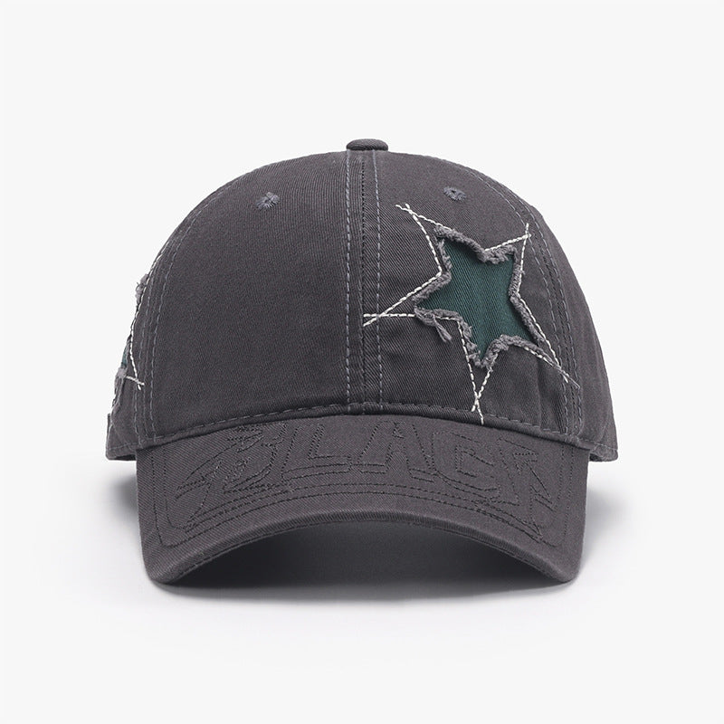 Adjustable Star Raw Hem Cap-BASEBALL HATS-[Adult]-[Female]-Dark Gray-One Size-2022 Online Blue Zone Planet