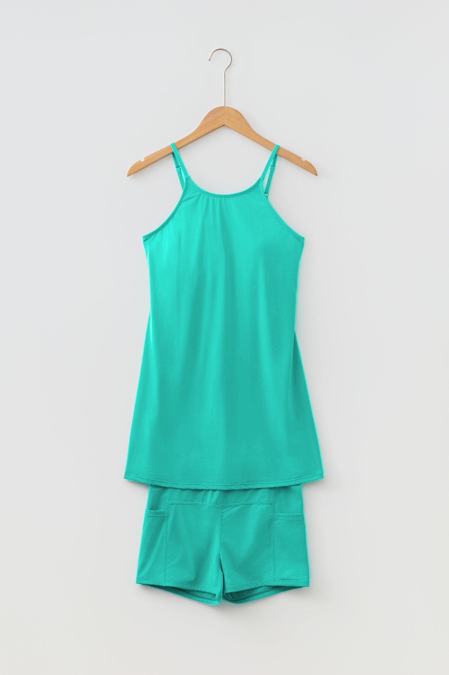 Pink Solid Color Tunic Tank Dress Athletic Shorts Two Piece Set-TOPS / DRESSES-[Adult]-[Female]-2022 Online Blue Zone Planet