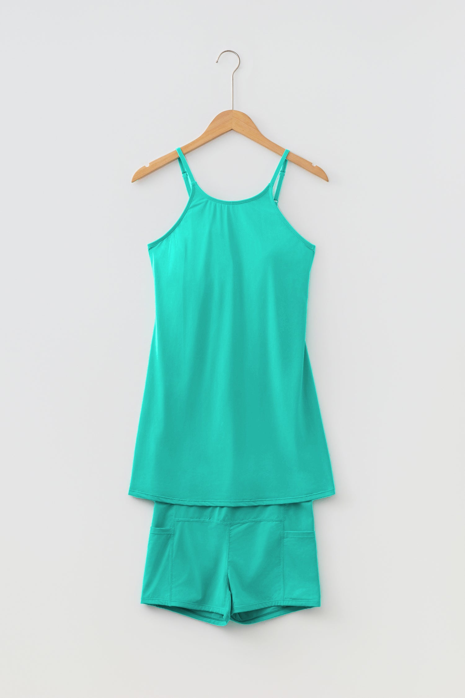 Pink Solid Color Tunic Tank Dress Athletic Shorts Two Piece Set-TOPS / DRESSES-[Adult]-[Female]-2022 Online Blue Zone Planet