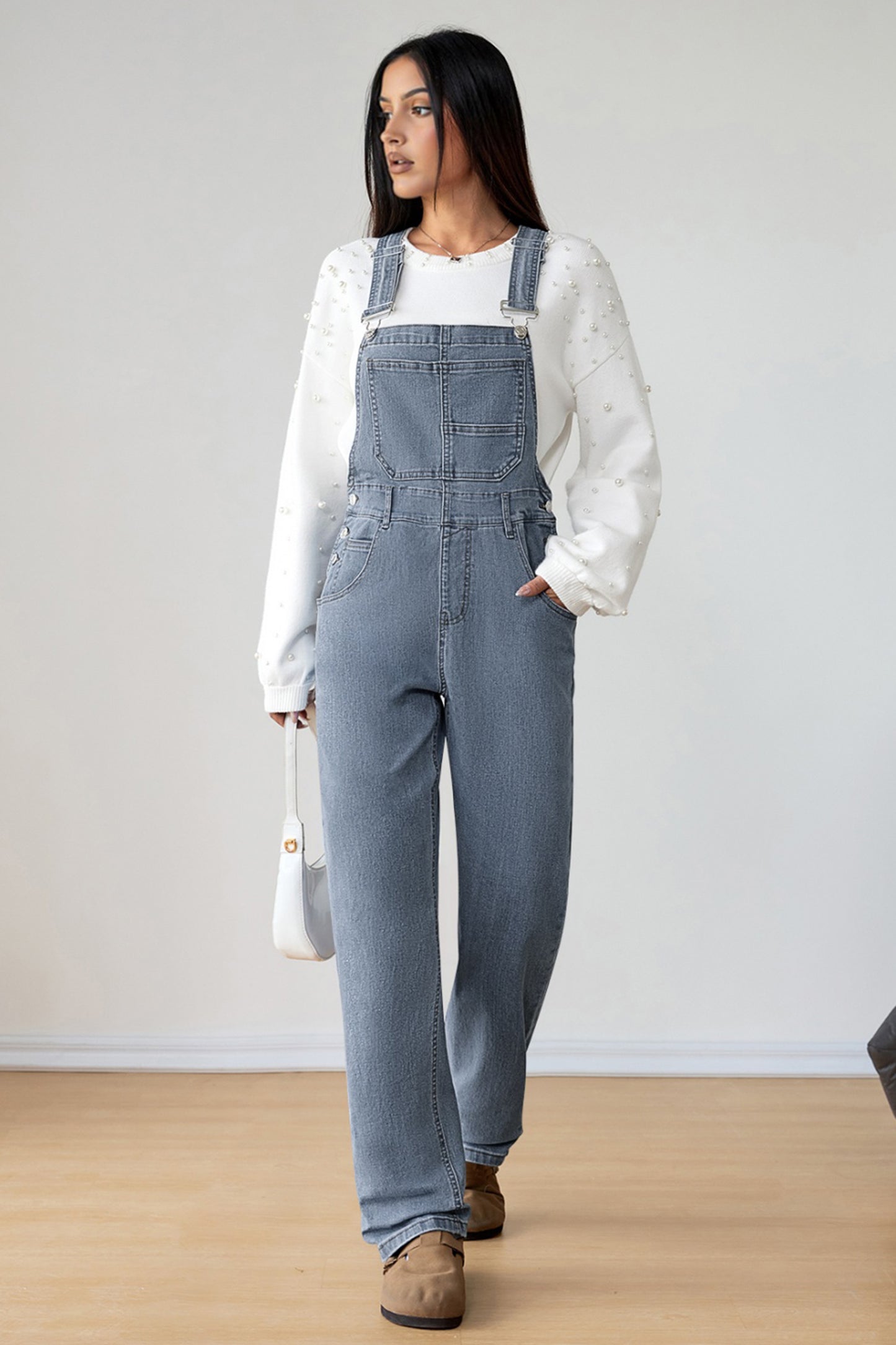 Dark Blue Retro Bib Pocket Buckle Straps Casual Denim Jumpsuit-Bottoms/Jumpsuits & Rompers-[Adult]-[Female]-2022 Online Blue Zone Planet