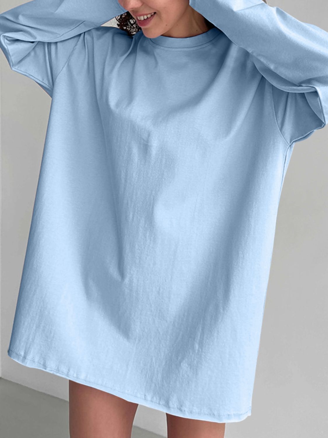 Round Neck Long Sleeve T-Shirt-TOPS / DRESSES-[Adult]-[Female]-2022 Online Blue Zone Planet