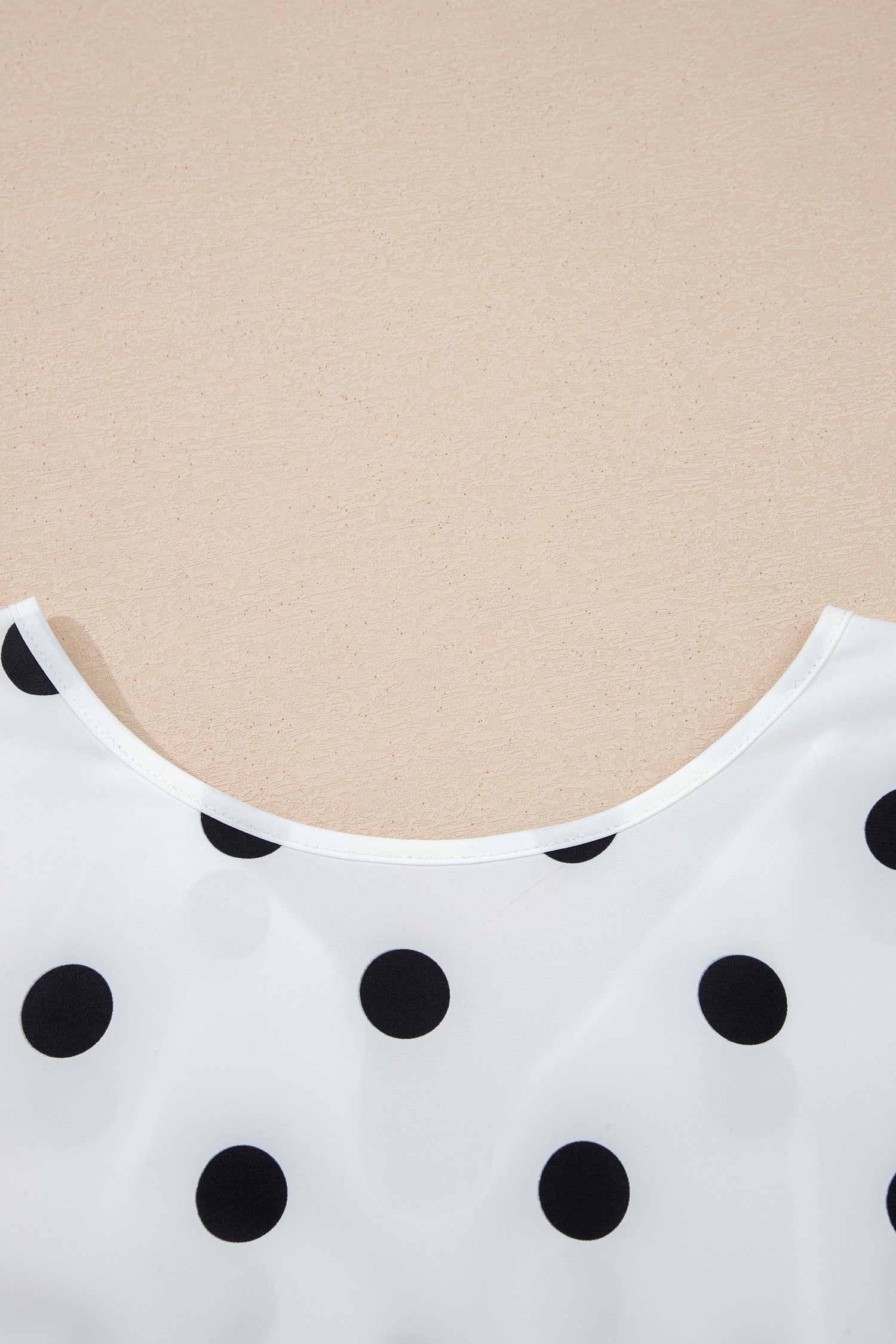White Polka Dot Print Round Neck Frilled Long Sleeve Blouse-Tops/Blouses & Shirts-[Adult]-[Female]-2022 Online Blue Zone Planet