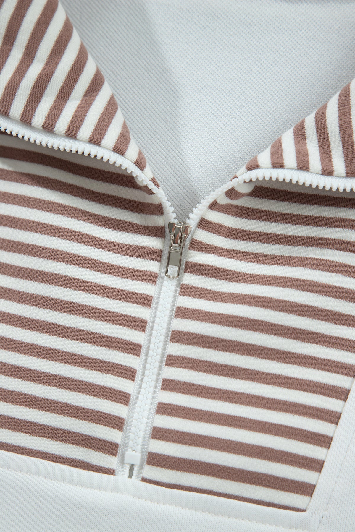 Khaki Stripe Color Block Patchwork Long Sleeve Top Drawstring Shorts Set-Two Piece Sets/Short Sets-[Adult]-[Female]-2022 Online Blue Zone Planet
