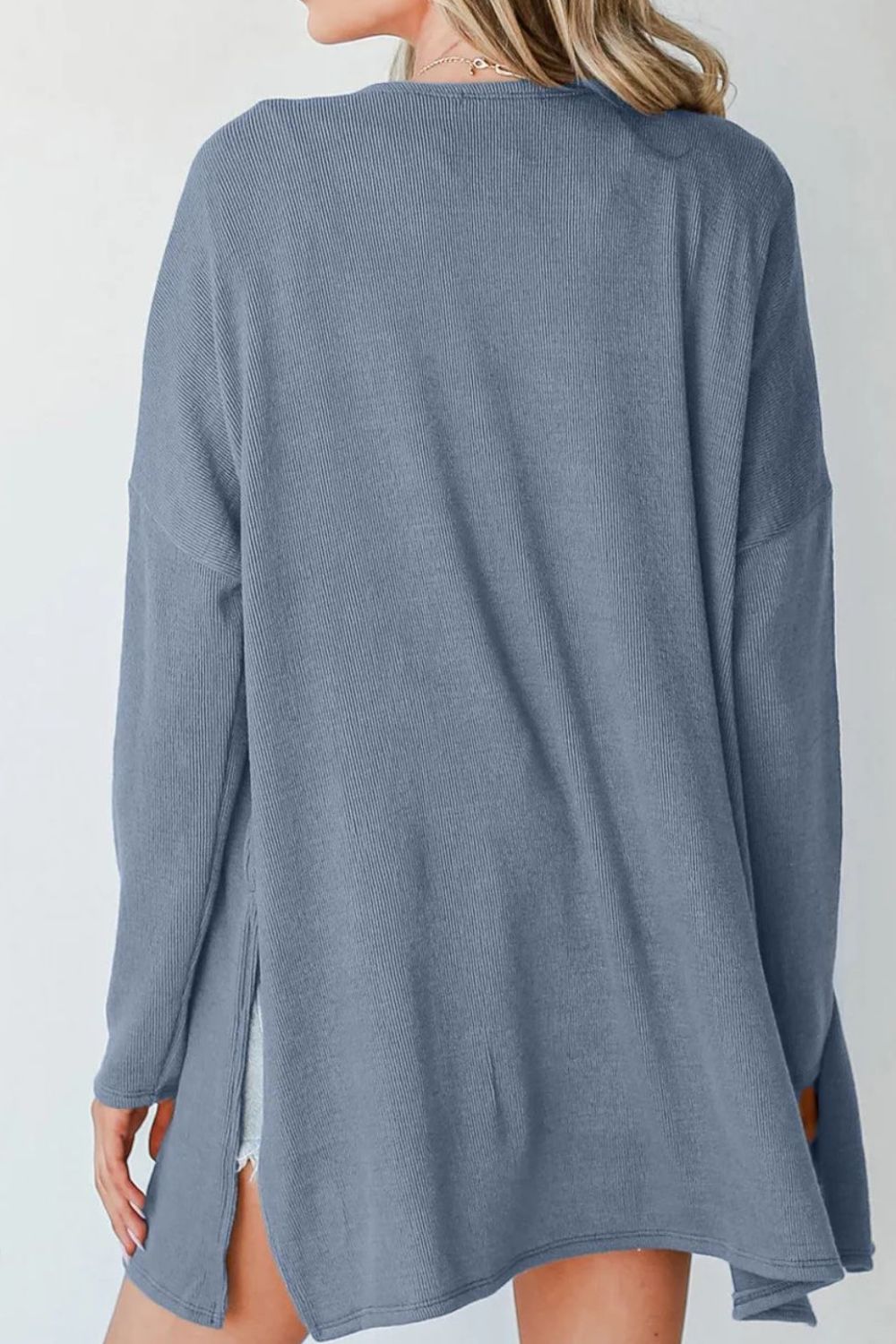 Slit Open Front Long Sleeve Cover Up-TOPS / DRESSES-[Adult]-[Female]-2022 Online Blue Zone Planet