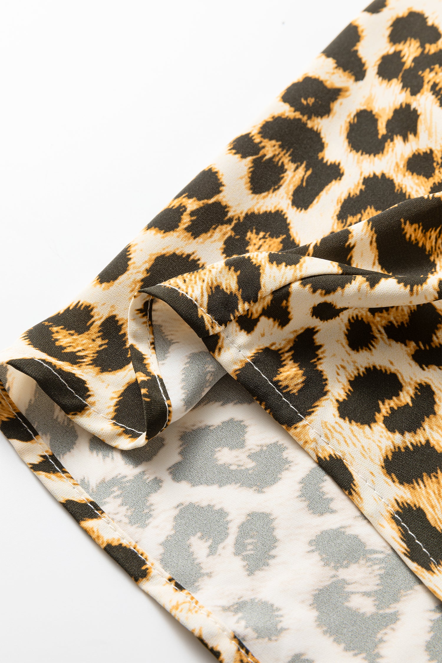 Khaki Contrast Edge Leopard Shirt-Tops/Blouses & Shirts-[Adult]-[Female]-2022 Online Blue Zone Planet